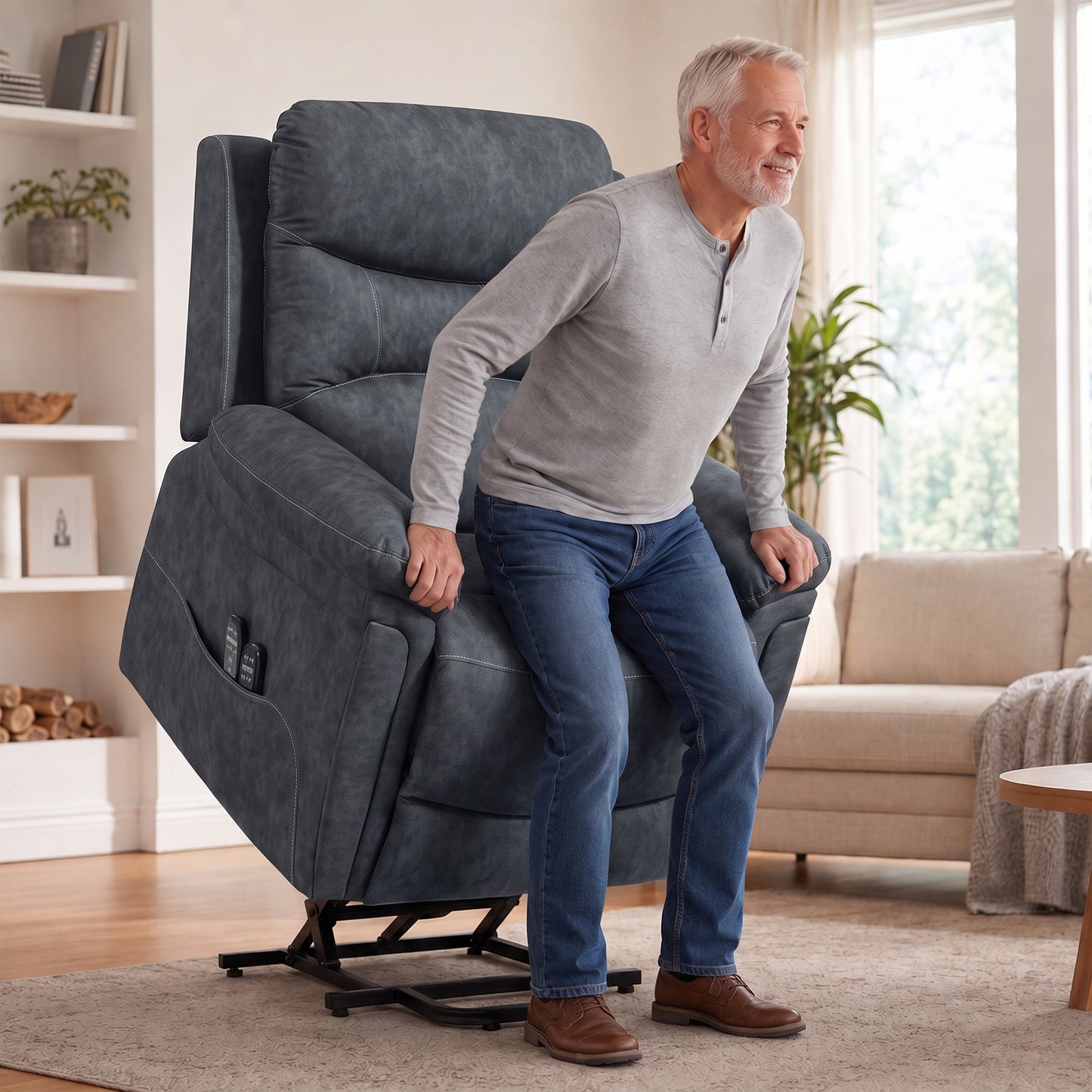 HOMCOM Riser Recliner Chair with Massage and Heat, Electric Lift Recliner Armchair for Elderly with Spring Cushion, Grey