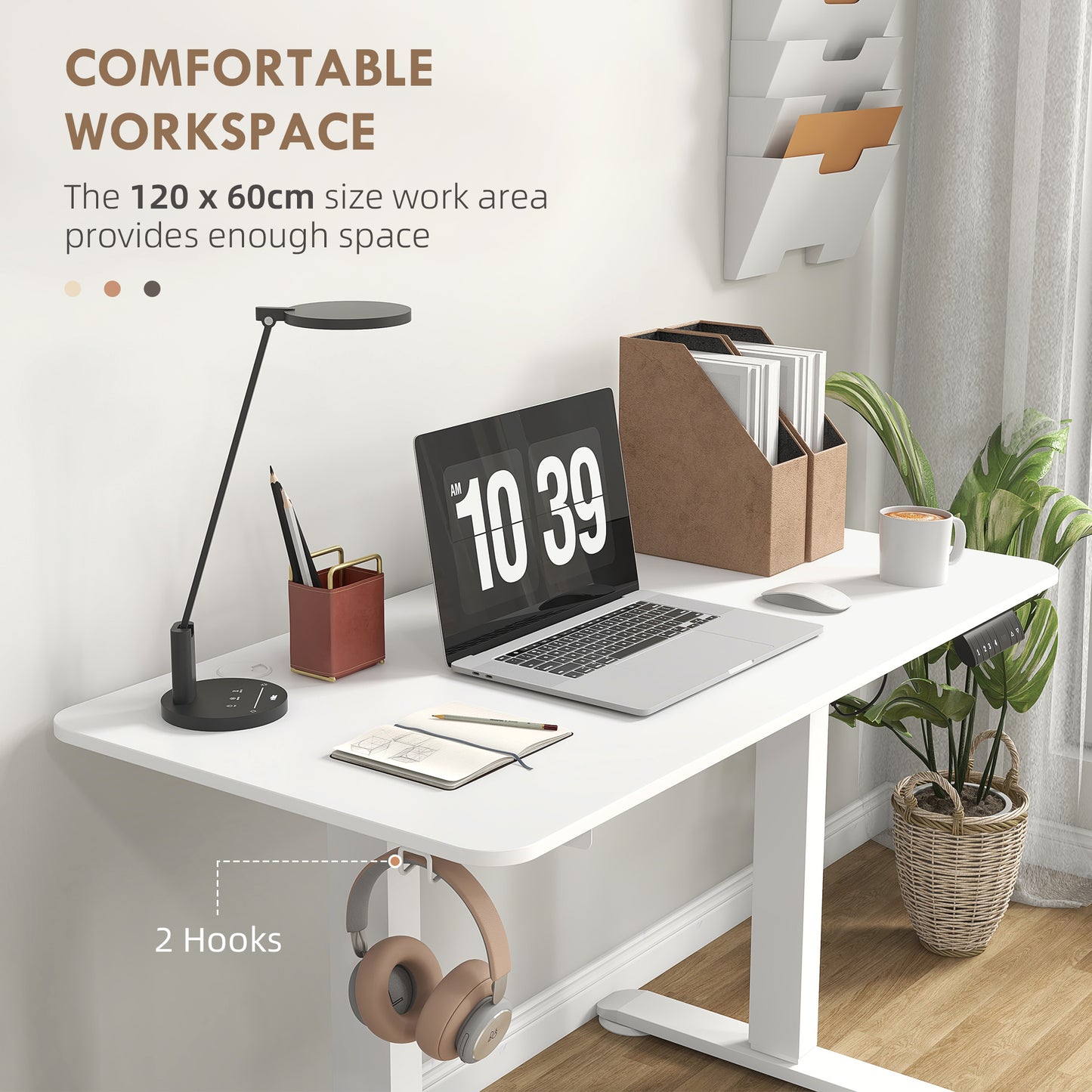 Vinsetto Electric Desk Height Adjustable Standing Desk with 3 Memory Settings Collision Avoidance and Overheat Protection