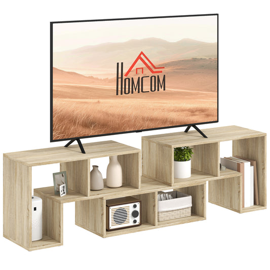 HOMCOM TV Stand for TVs up to 75", Storage Shelves, Extendable Entertainment Unit, Grey Oak