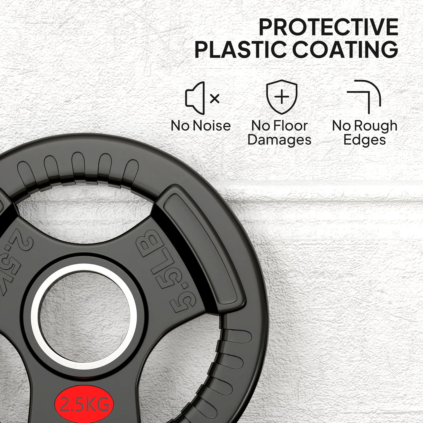 SPORTNOW Olympic Weight Plates, 2"/5cm, Tri-Grip, 2 x 2.5kg Pair for Weightlifting & Strength Training, Home Gym Fitness, Black