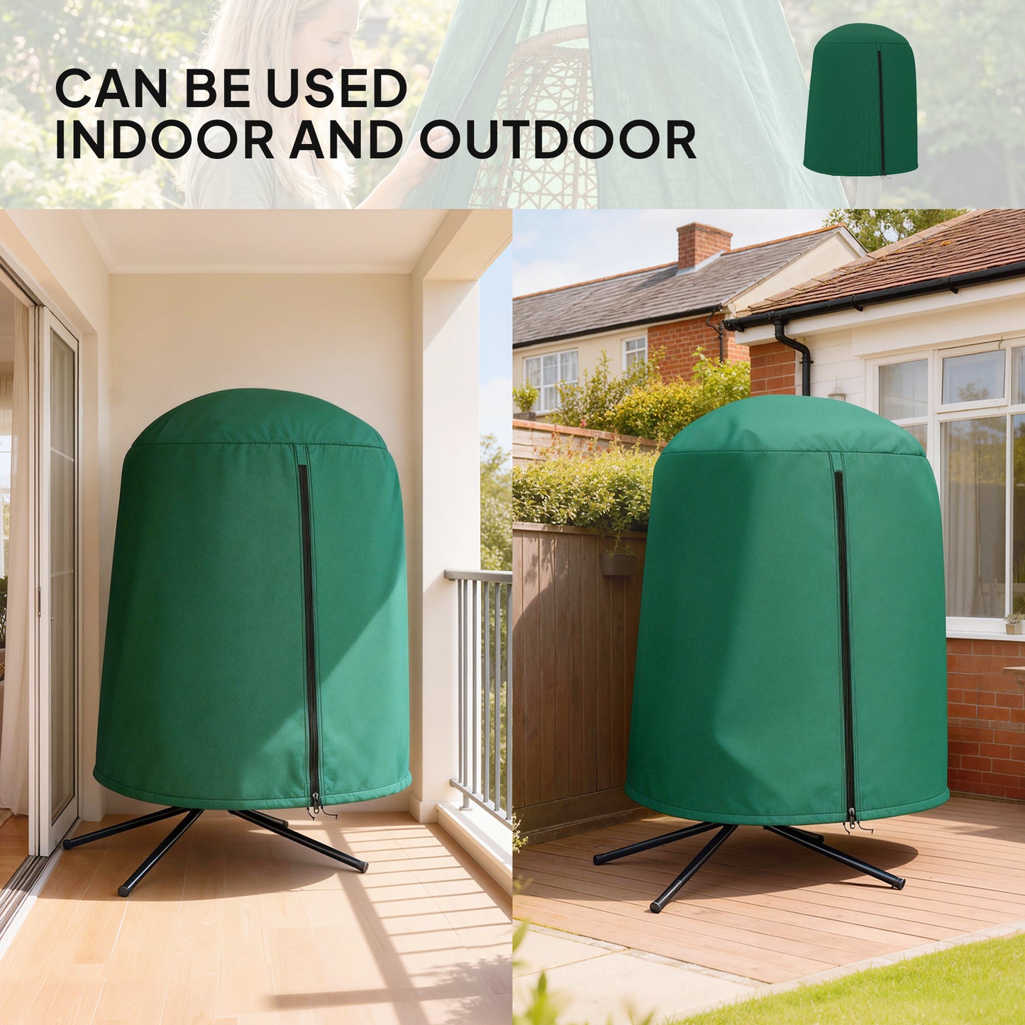Outsunny 190 x Ø128cm Hanging Egg Chair Furniture Cover - Green