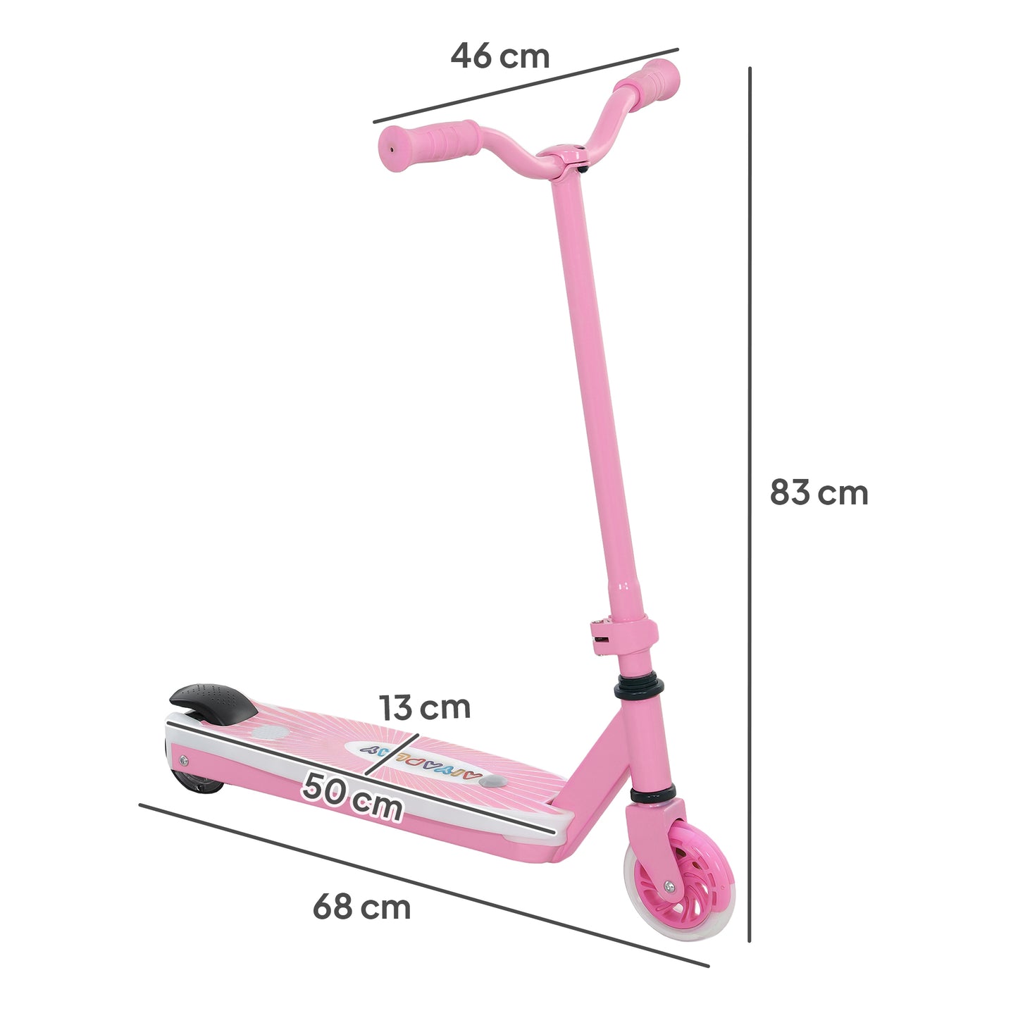 AIYAPLAY Electric Scooter for Kids Ages 4-7, with Rear Wheels, LED Light & Electric Brake, 6 KM/H & 8 KM Range, Pink