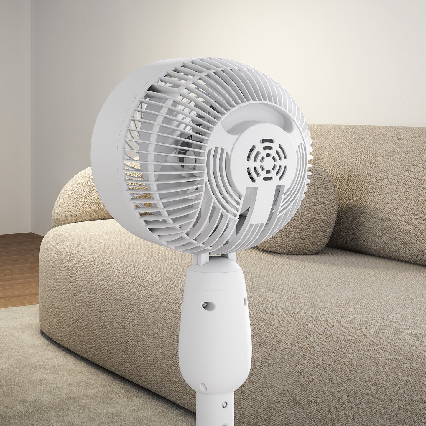 HOMCOM 12" Pedestal Fan, Powerful Air Circulator, 3 Speed Settings, Oscillating for Bedroom, Home & Office Use, White