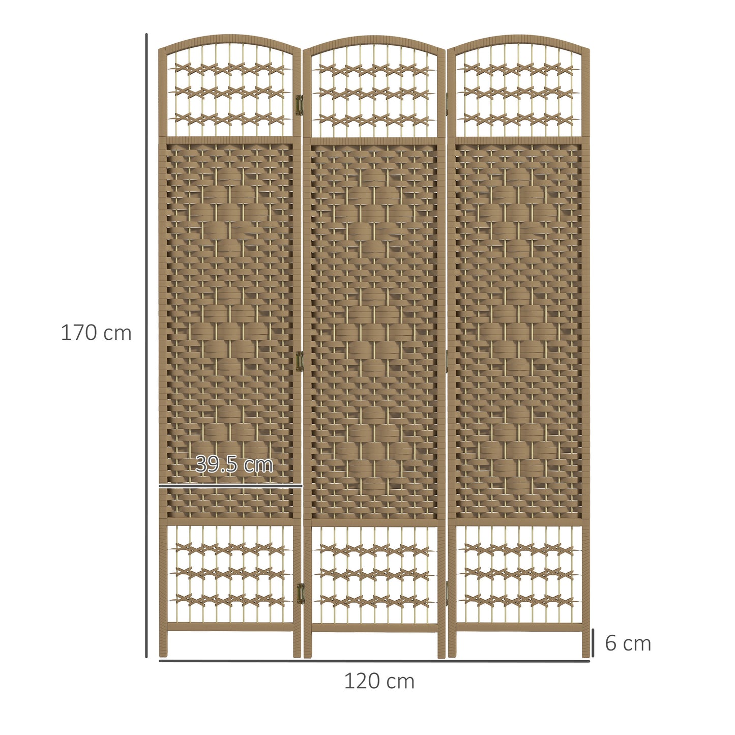 HOMCOM 3 Panel Folding Room Divider, Privacy Screen, Freestanding Paravent Partition Separator Natural Wood
