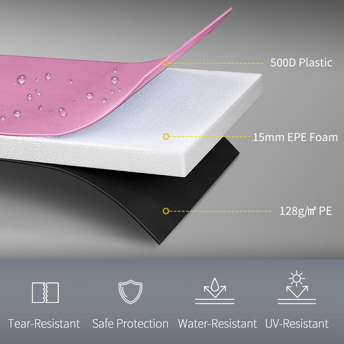 SPORTNOW Trampoline Spring Cover, 12FT Plastic Pad Replacement, Waterproof, UV & Tear-Resistant, All-Weather Accessory, Pink