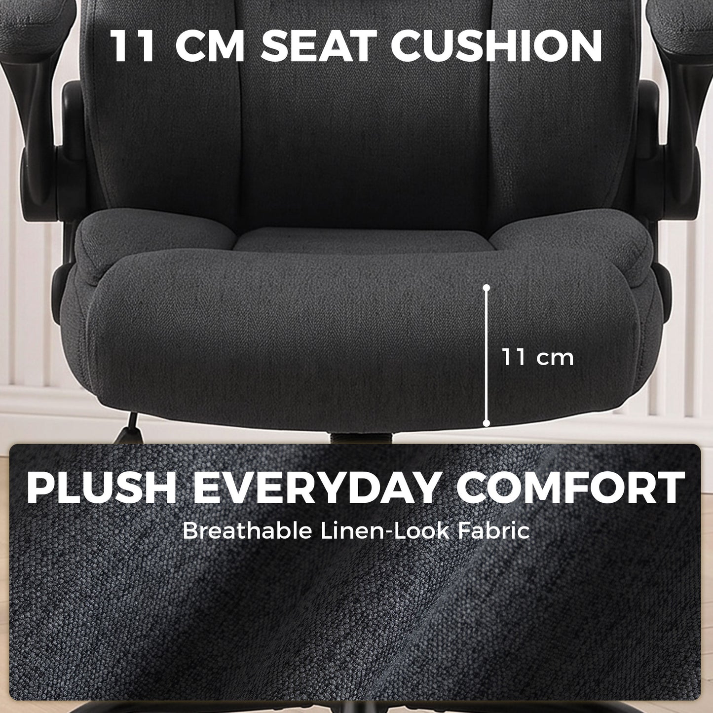 HOMCOM Office Chair, Executive Desk Chair with Flip-up Armrest, Thick Padding, 360 Degree Swivel, Dark Grey