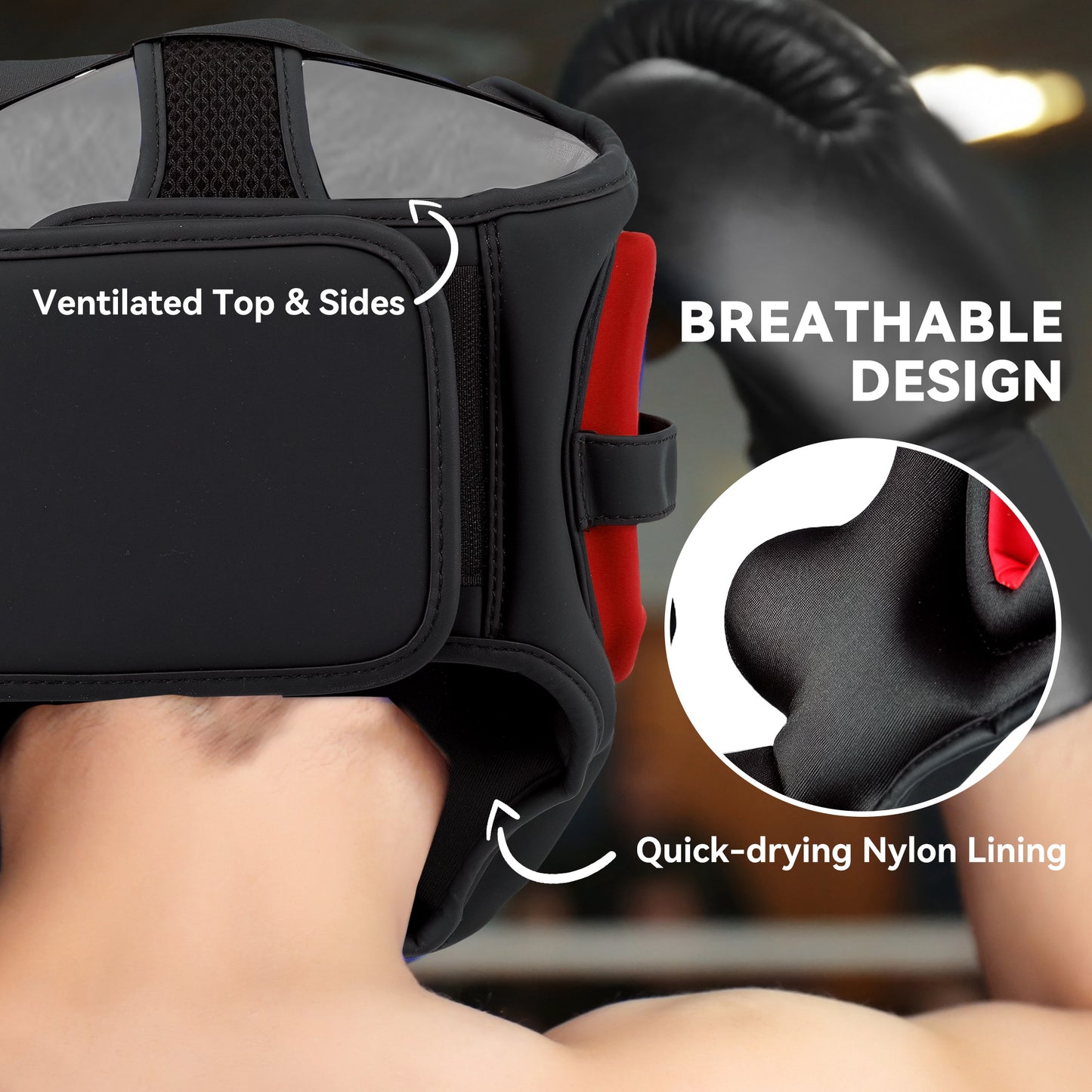 SPORTNOW Boxing Headguard, Adjustable Full Face Protection, Martial Arts, Red