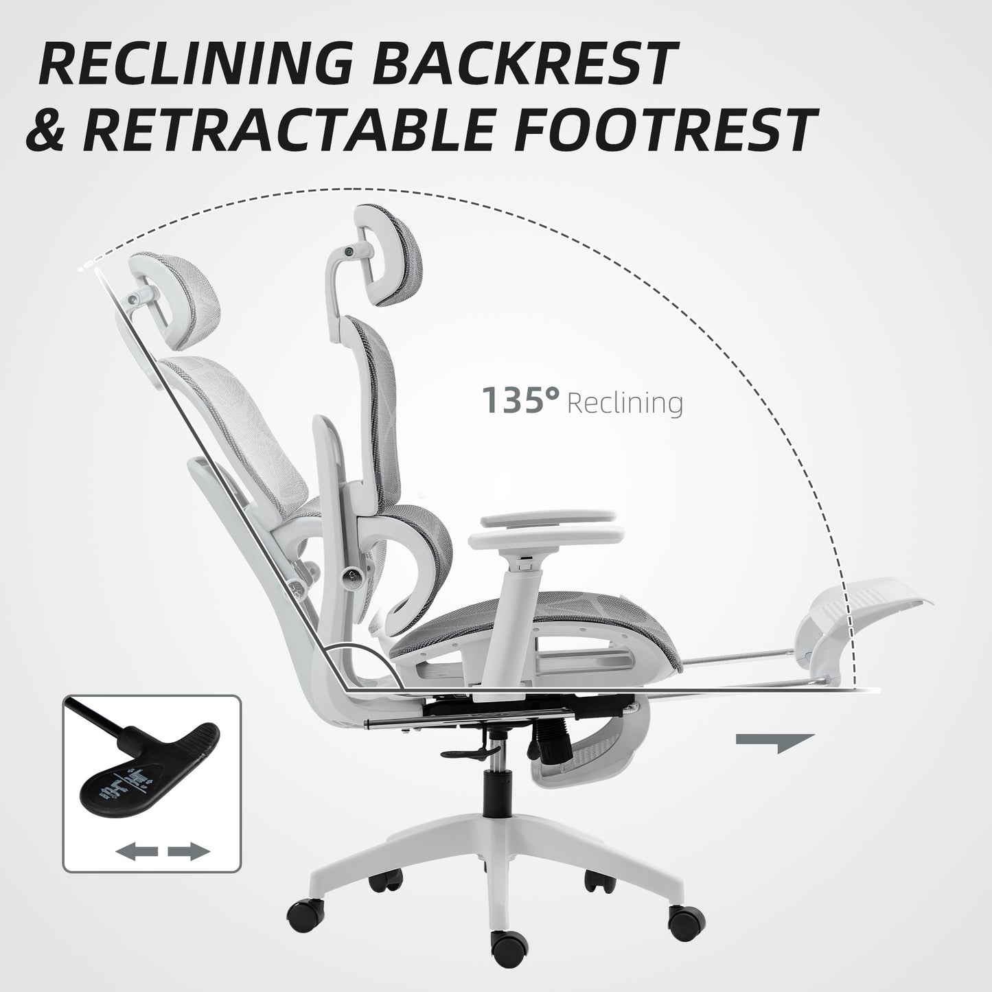 HOMCOM Multi-Adjustable Mesh Office Chair - Grey and White