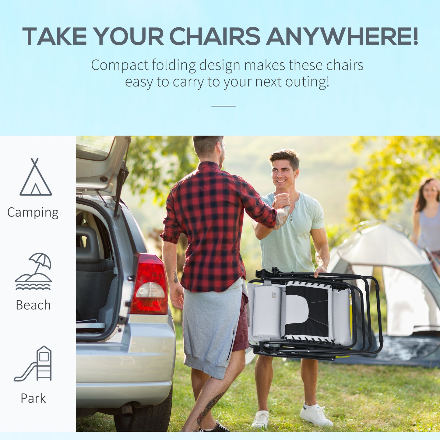 Outsunny Zero Gravity Lounger Chair Set of 2, Folding Reclining Patio Chair with Padded Seat, Cup Holder, Cushion, Headrest for Poolside, Grey