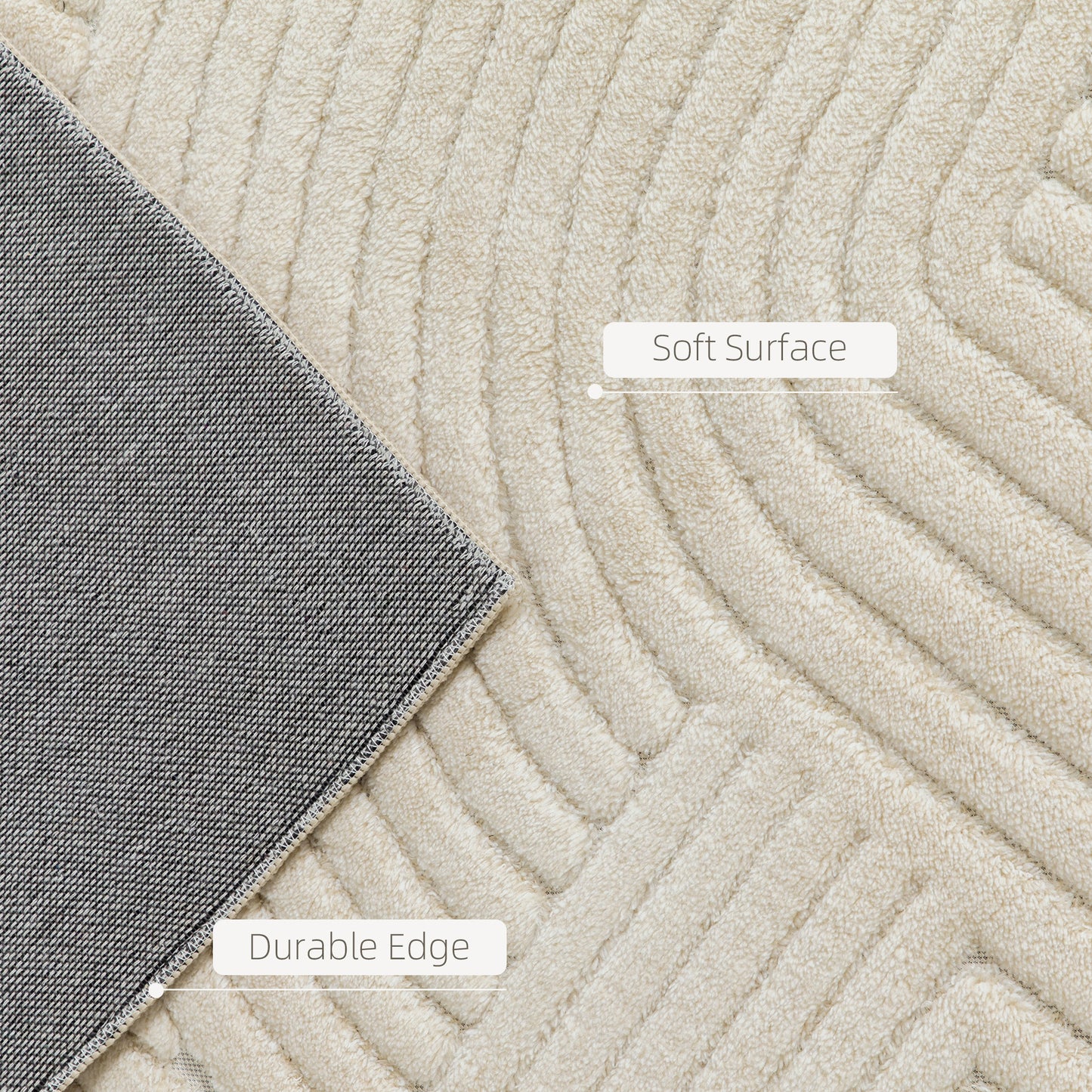 HOMCOM Modern Geometric Rug, Thick & Plush, Non-Slip, 200 x 140 cm – Cream, Living Room/Bedroom/Office