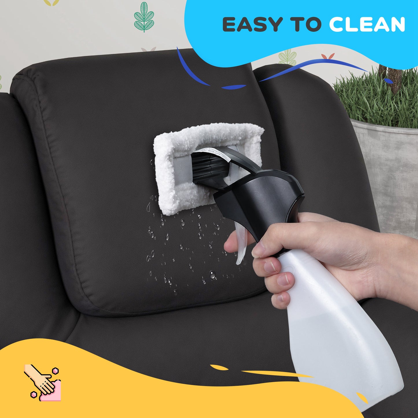 HOMCOM Kids Armchair, Kids Recliner Chair, PU Leather Kids Chair with Adjustable Backrest & Footrest, Padded Headrest, Black