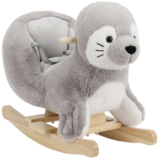 AIYAPLAY Baby Rocking Horse, Seal Rocking Animal with Sounds and Belt for Toddlers 12-36 Months,