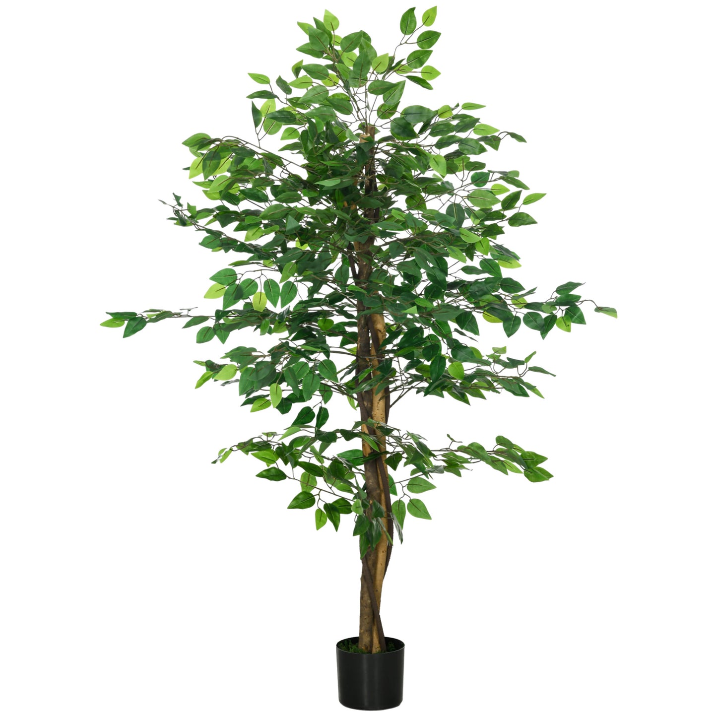HOMCOM 150cm Artificial Tree, Indoor Outdoor Fake Ficus with Pot for Home Office Living Room Decor
