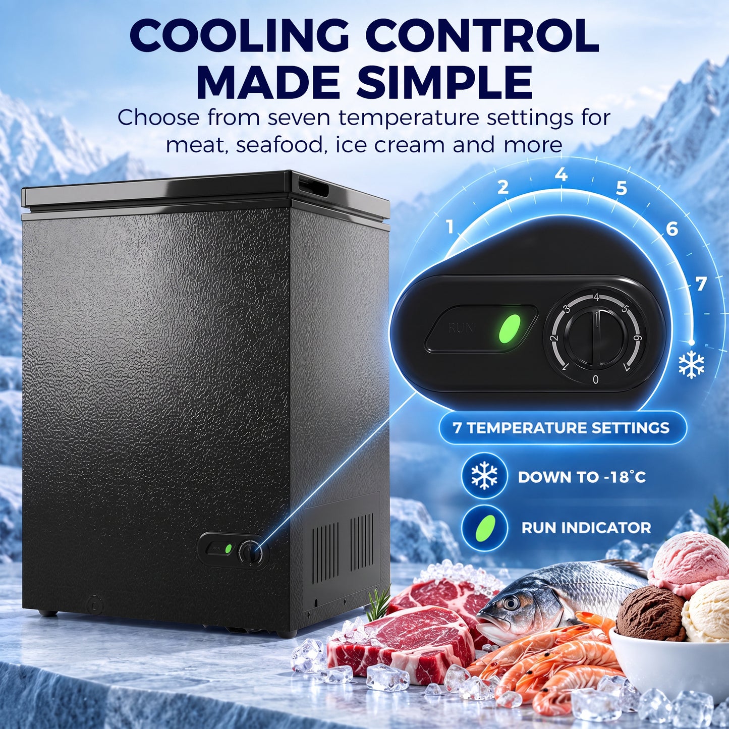 HOMCOM 91L Freestanding Chest Freezer with Removable Storage Basket, Chest Freezer with Mechanical Temperature Control, Black