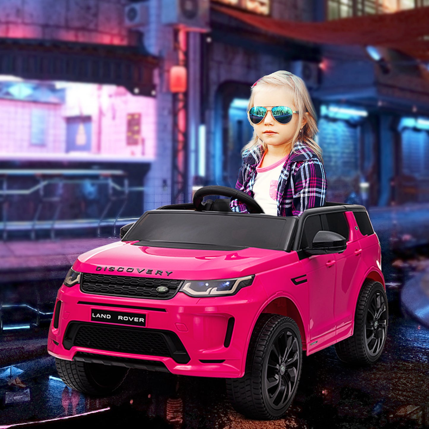 AIYAPLAY Land Rover Discovery Sport Licensed 12V Kids Ride on Car w/ Remote Control, Lights Music Horn, for 3-6 Years Pink