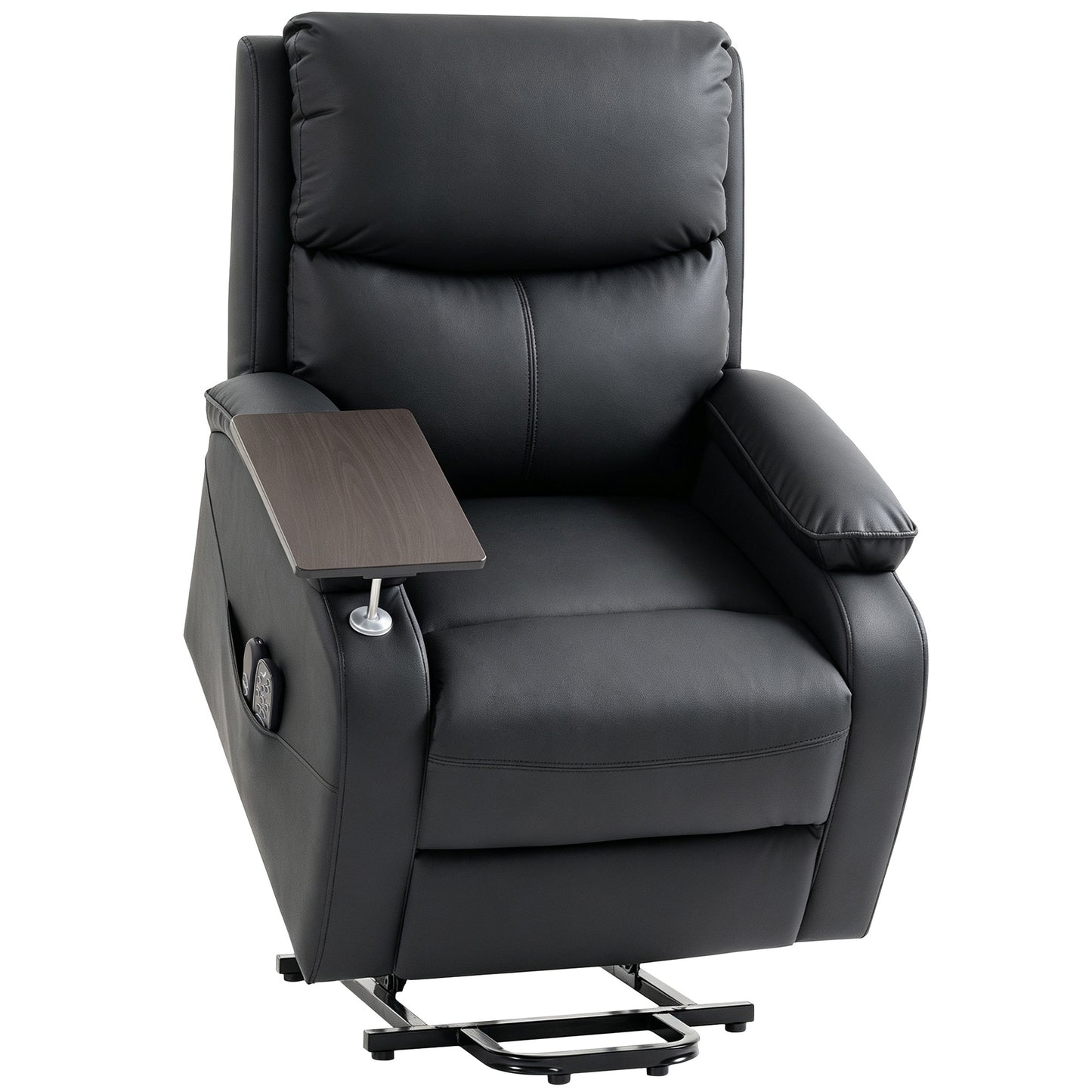 HOMCOM Riser Recliner Chair with Massage and Heat, Electric Lift Recliner Armchair for Elderly, with Side Table, Black