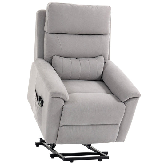 HOMCOM Power lift recliner chair with Massage and Heat, Terry Cloth Electric Lift Chair with Spring Cushion, Light Grey