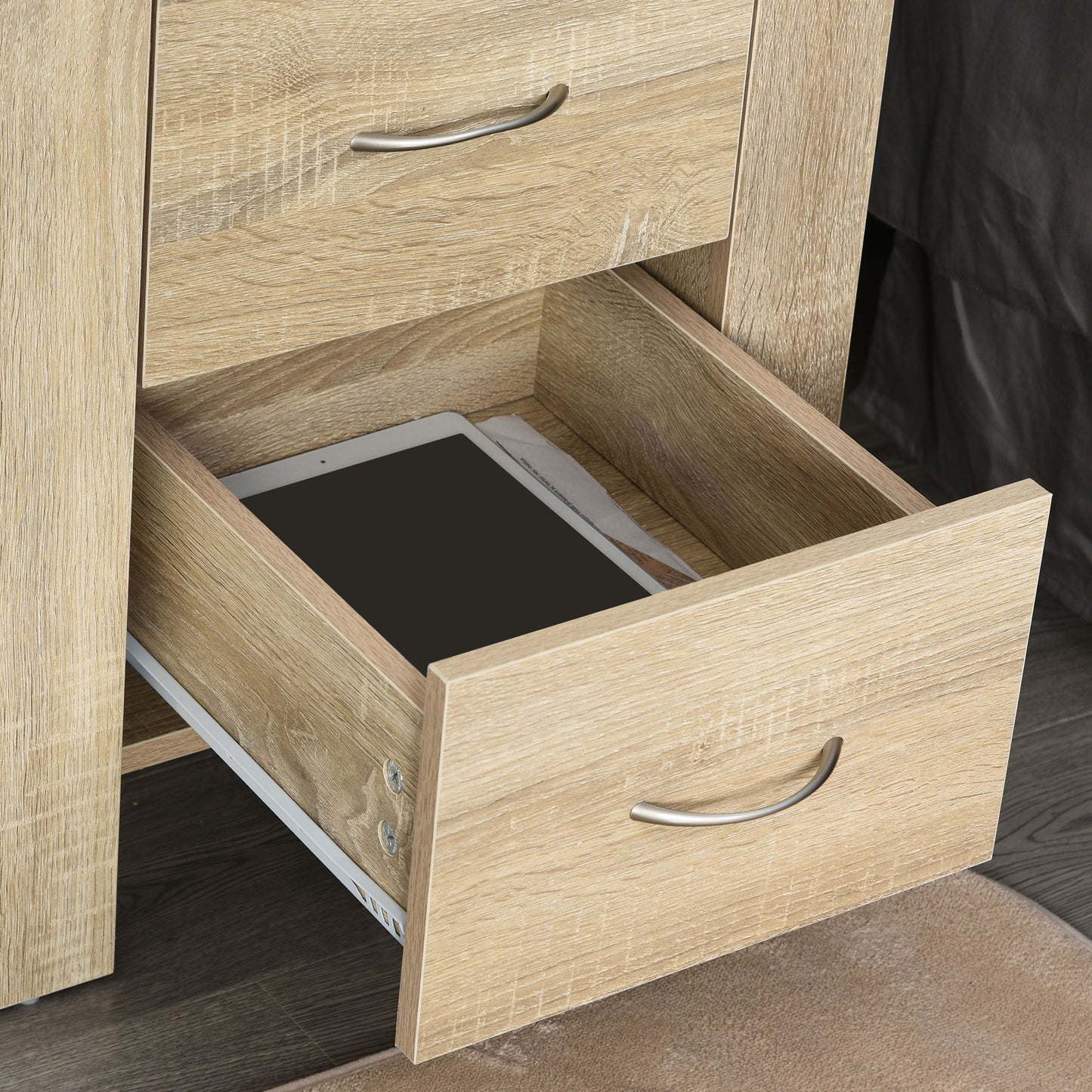 HOMCOM Particle Board 2-Drawer Bedside Table White
