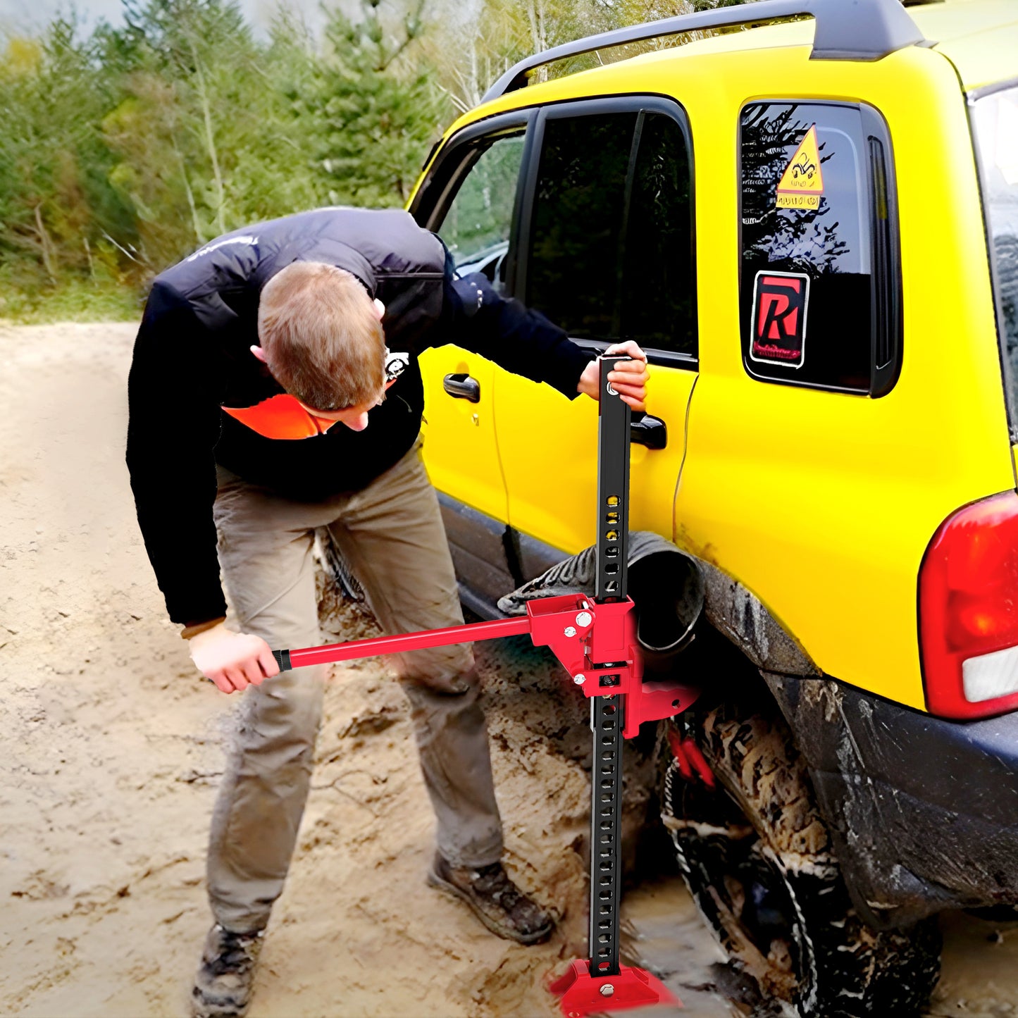 HOMCOM 3 Tonne Farm Jack, 33" High Lift Jack for 4x4 Tractors Trucks Agricultural Lifting, Red