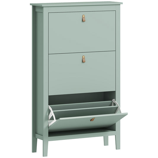 HOMCOM Modern Three-Drawer Shoe Cabinet - Green