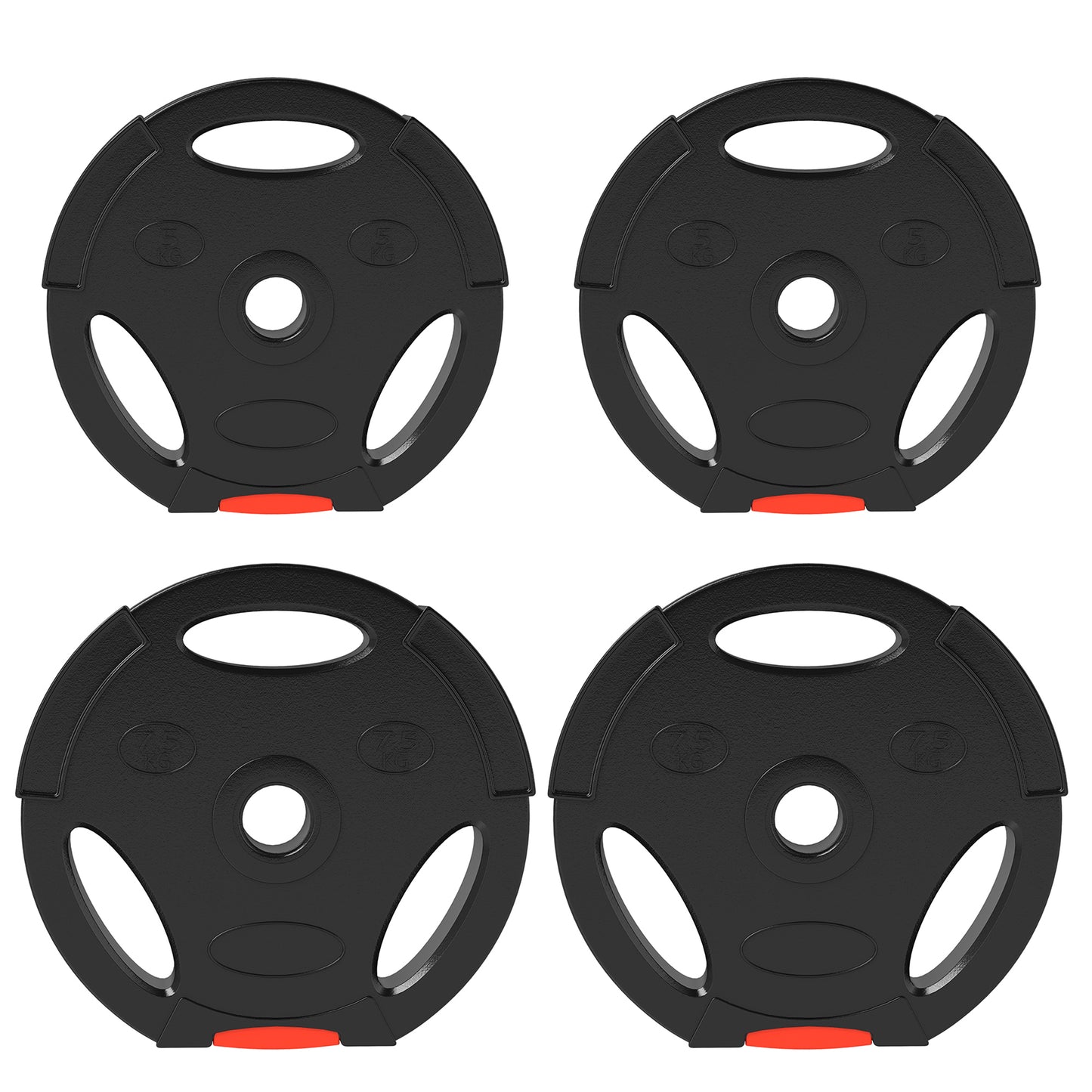 SPORTNOW Olympic Weight Plates Set, with Two 7.5kg and Two 5kg weights, Black