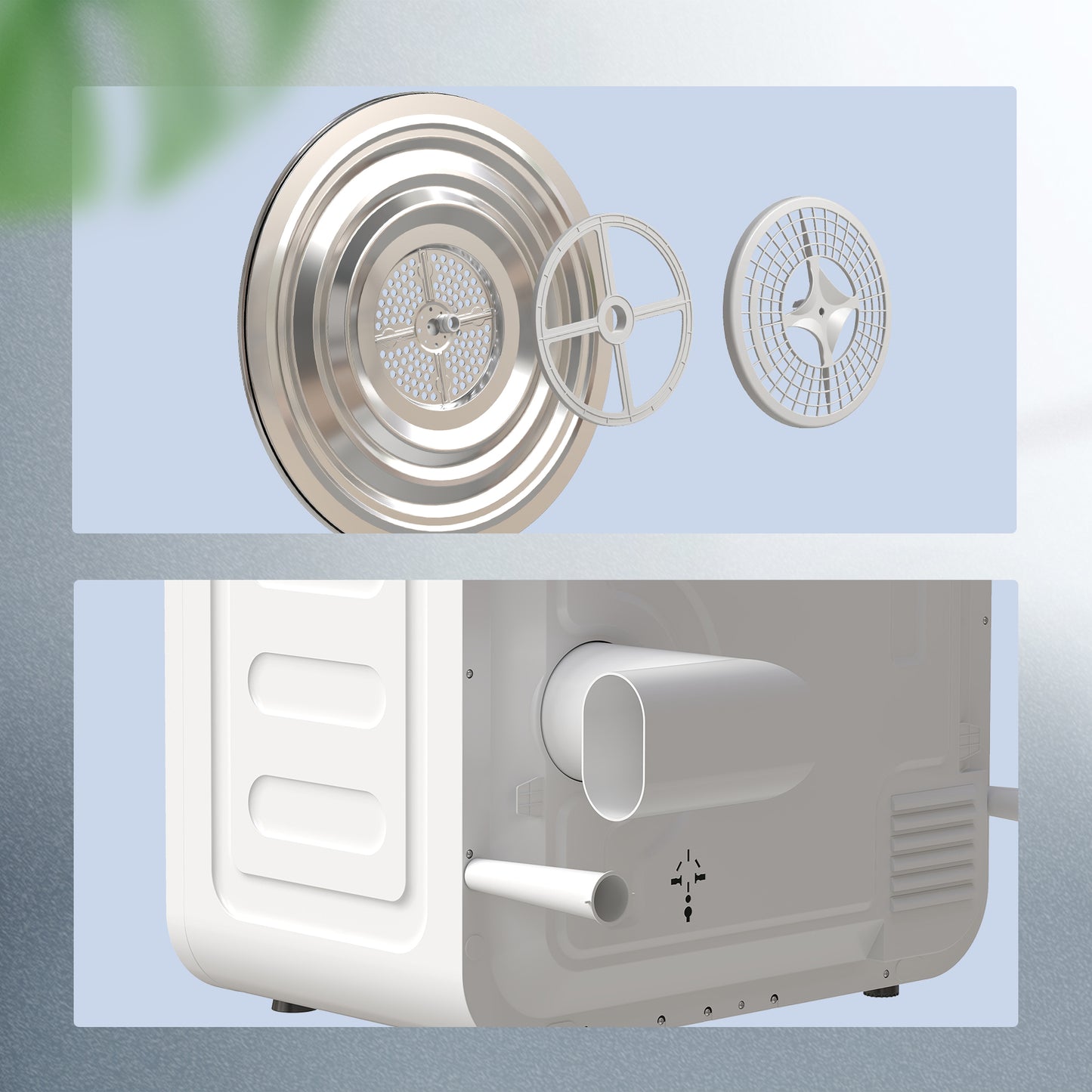 HOMCOM 4kg Vented Tumble Dryer, 800W Freestanding with 5 Modes, Smart Sensor, Timer, Stainless Steel Tub, Wall-Mount Option, White