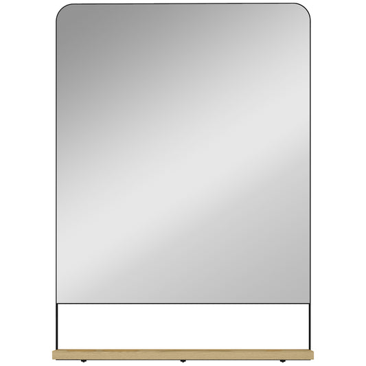 HOMCOM Wall Mirror with Wood Shelf - Black