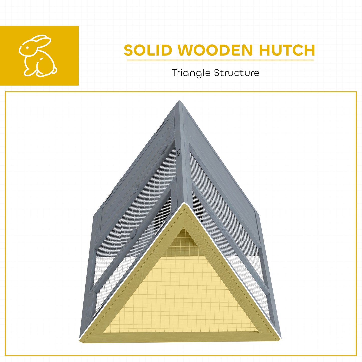 PawHut Rabbit Hutch, Wooden Guinea Pig Hutch with Run Doors, Outdoor Triangle Bunny House for Rabbits,Duck and Chicken