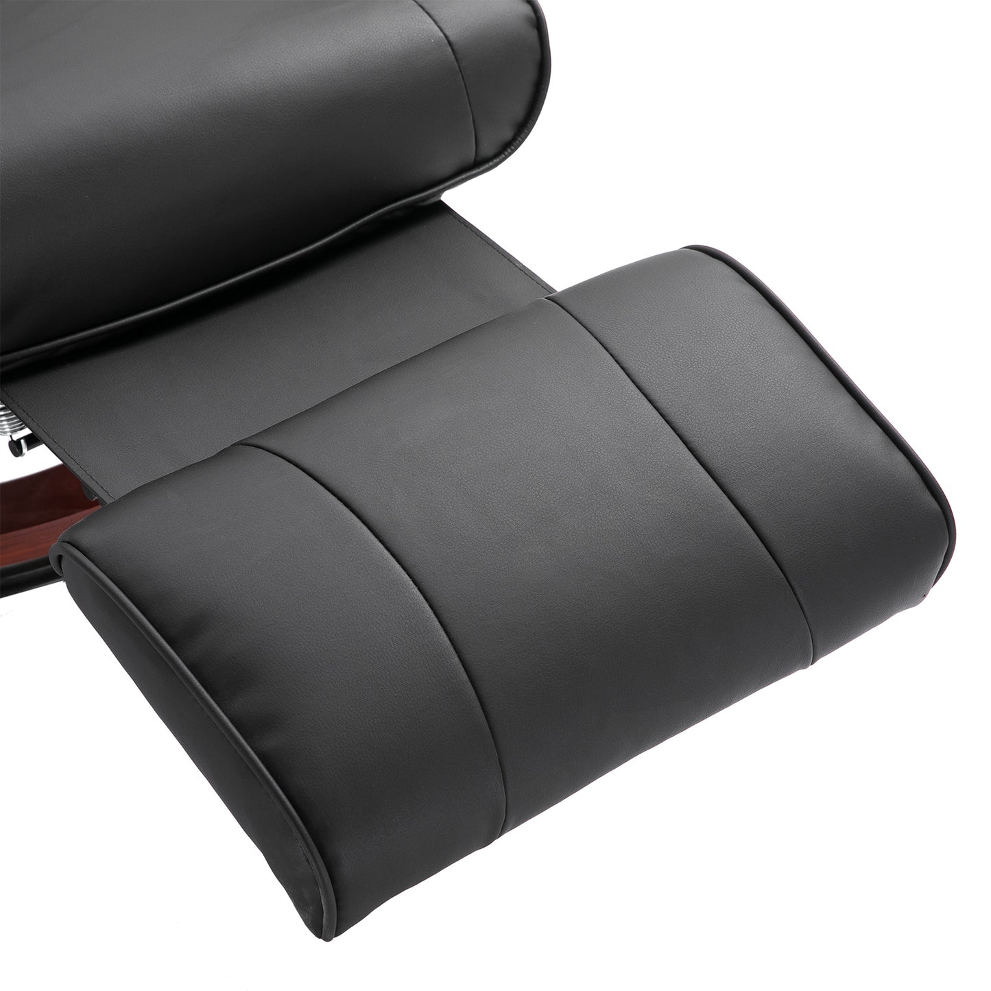 HOMCOM Linen-Like Armchair, with 145° Reclining Back and Footrest - Black