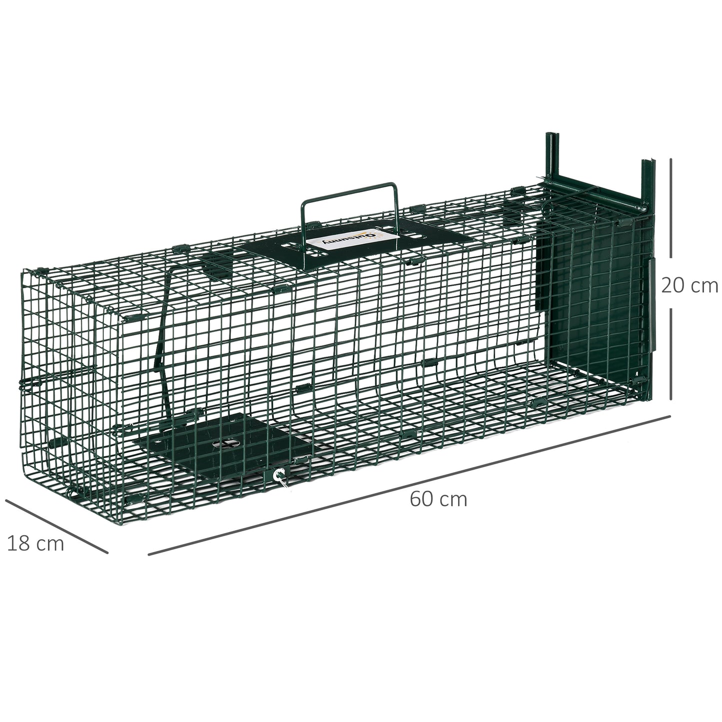 Outsunny Metal Rat Trap with Single Door, for Small Animals, Dark Green