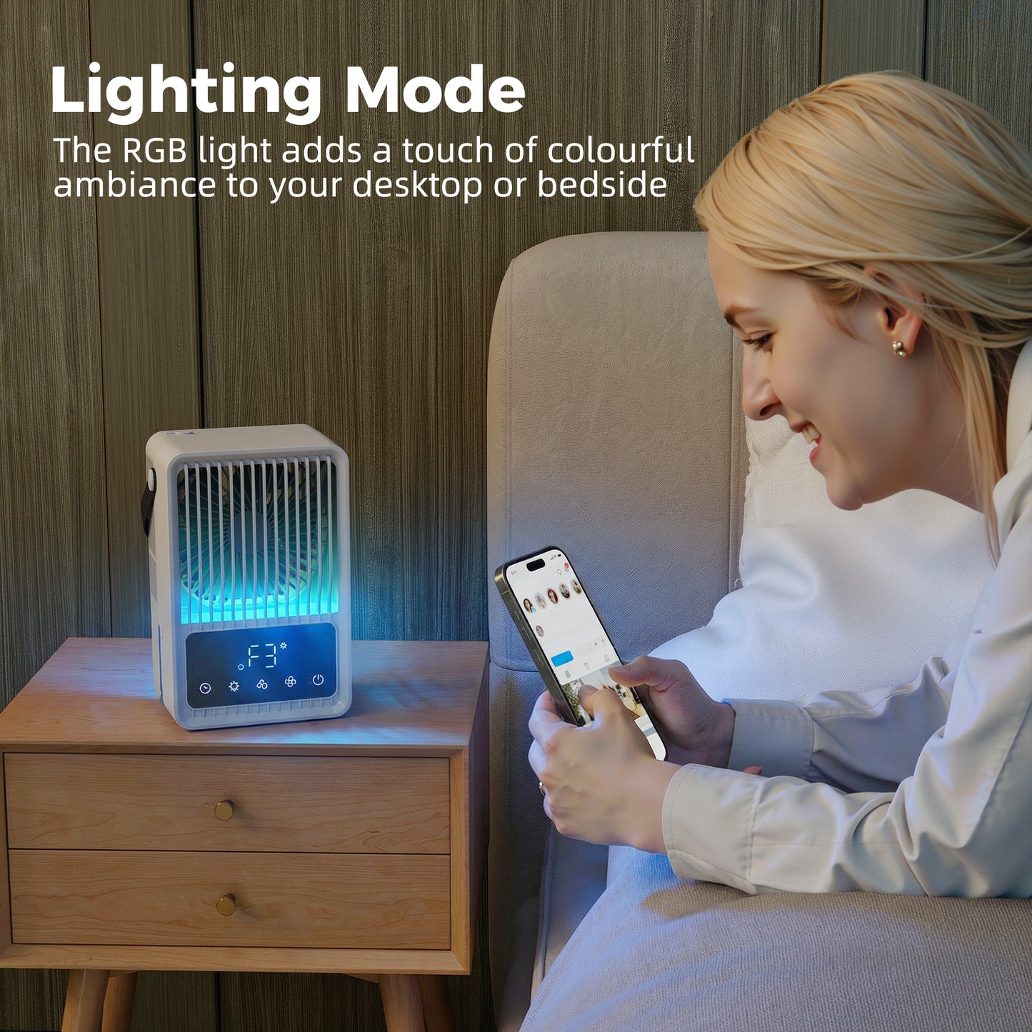 HOMCOM Portable Air Conditioner, 4-in-1 Mini Air Cooler with 3 Wind Speed, 2 Mist Mode, 7 Colour RGB Light, Black
