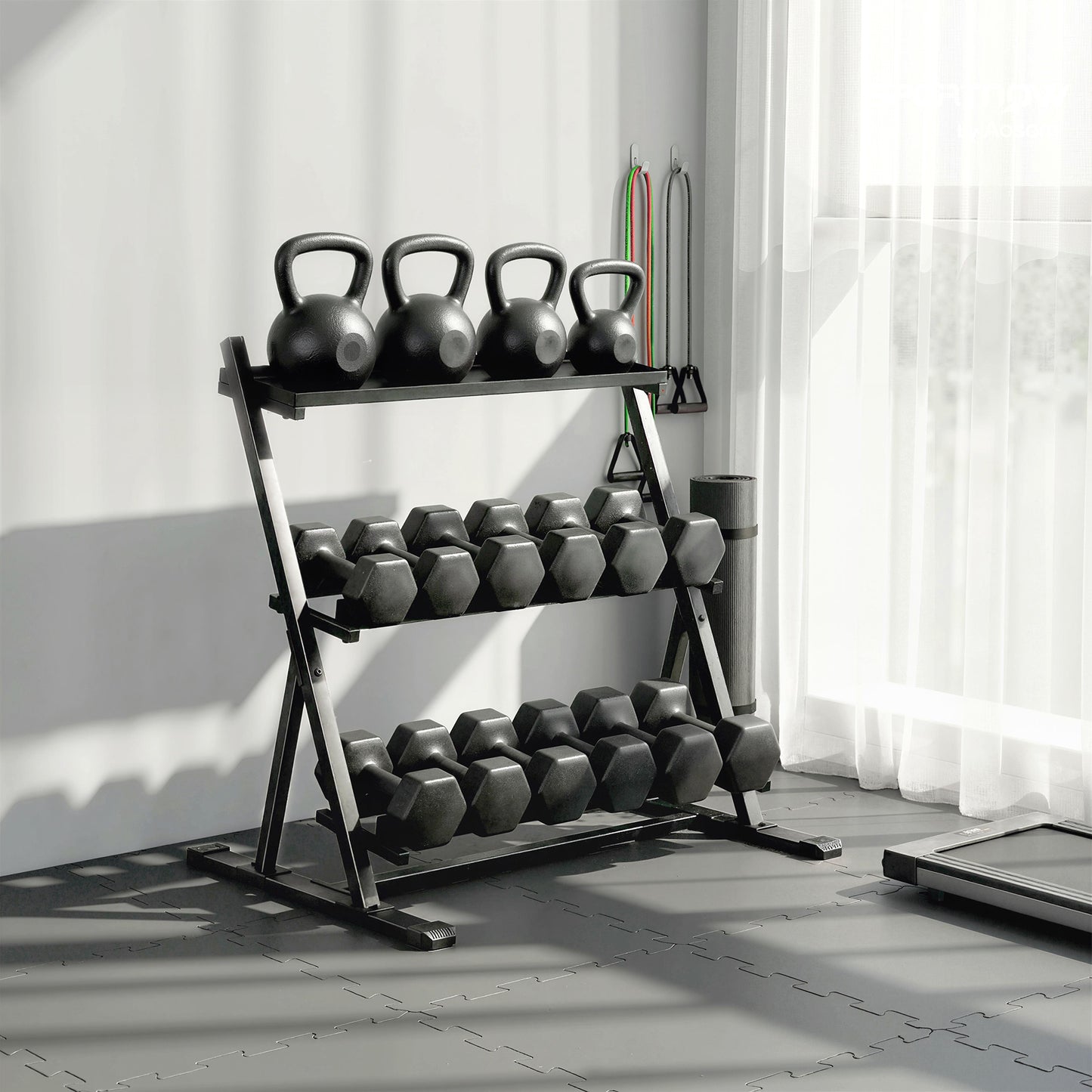 SPORTNOW 3-Tier Dumbbell Rack Heavy-Duty Home Gym 200KG