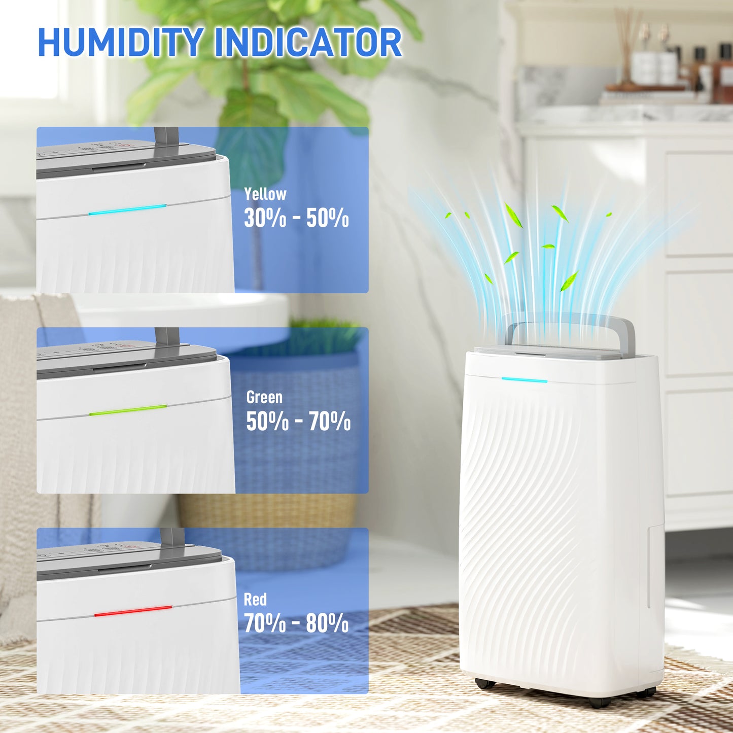 HOMCOM 16L/Day Dehumidifier with Activated Carbon Air Filter, Continuous Drainage, 5.5L Water Tank
