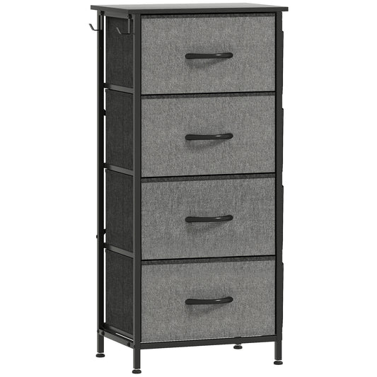 HOMCOM Chest of Four Fabric Drawers - Charcoal Grey