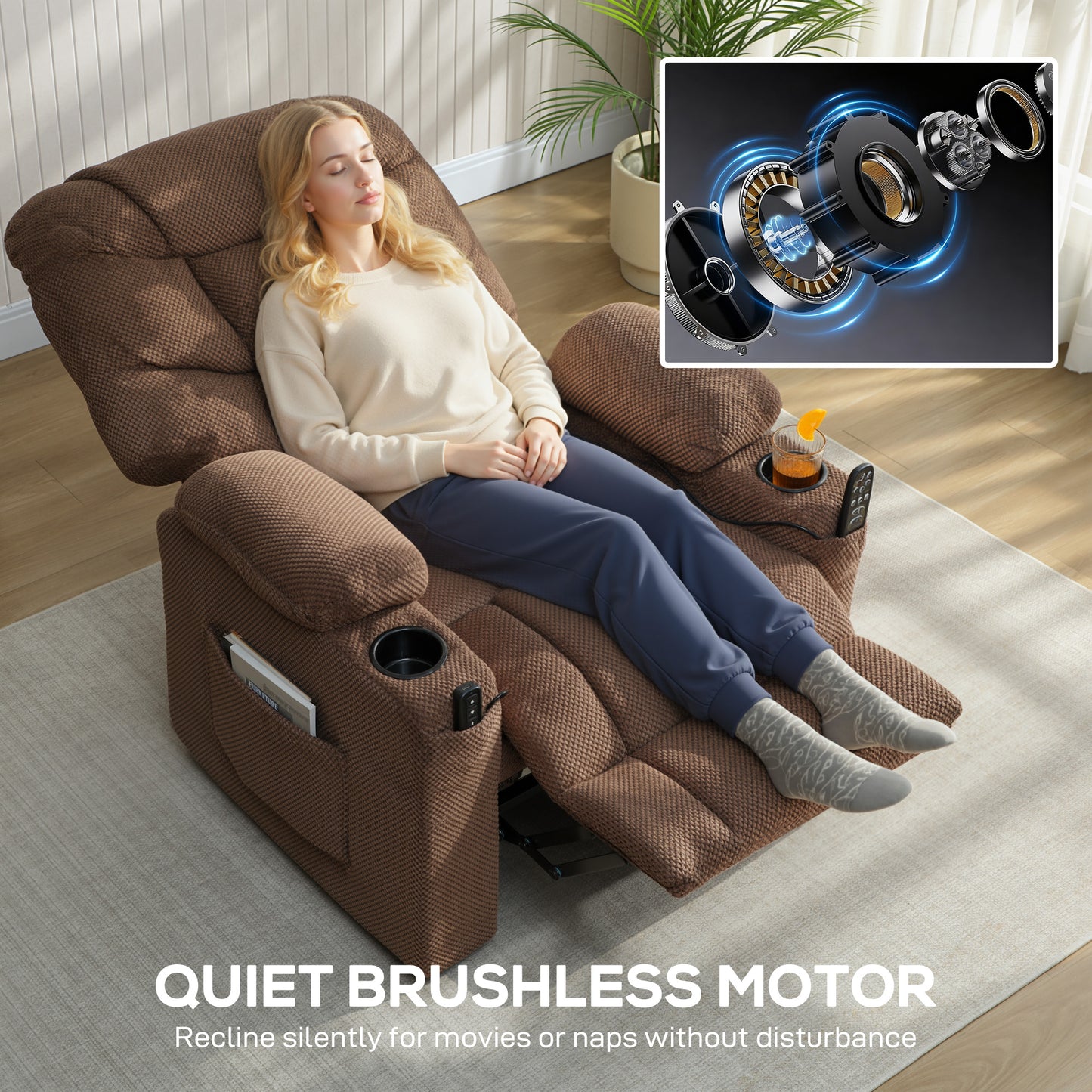 HOMCOM Electric Massage Recliner Chair with Heat Brown