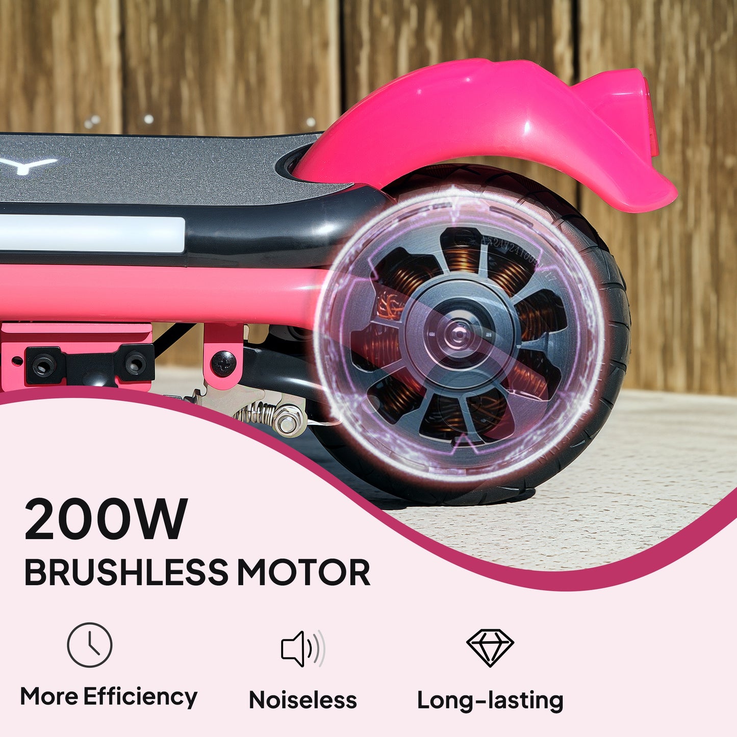 AIYAPLAY Kids Electric Scooter Ages 6-14, Dual Brakes, Flash Wheel, Light, Up to 12 KM/H & 10 KM Range, Pink