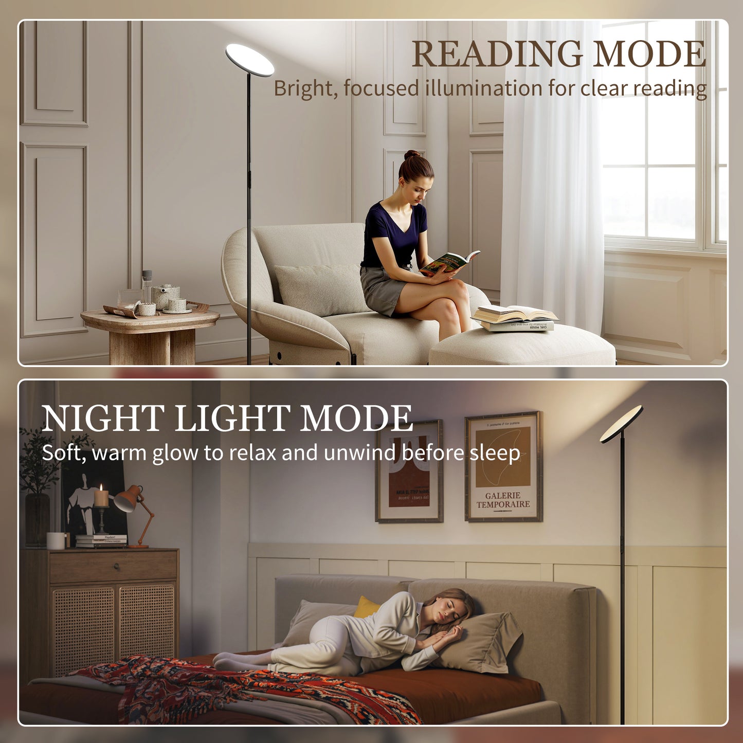 HOMCOM RGB Uplighter Floor Lamp, Tall Dimmable with Remote & Touch Control, 350° Rotatable Head, 2700K-6000K Temperatures, Black