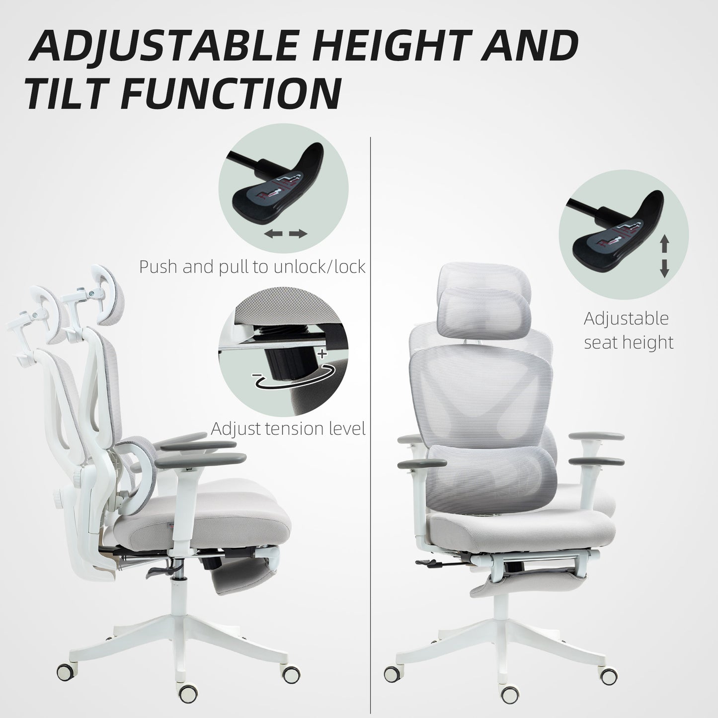 HOMCOM Executive Office Chair Adjustable Lumbar Support Grey