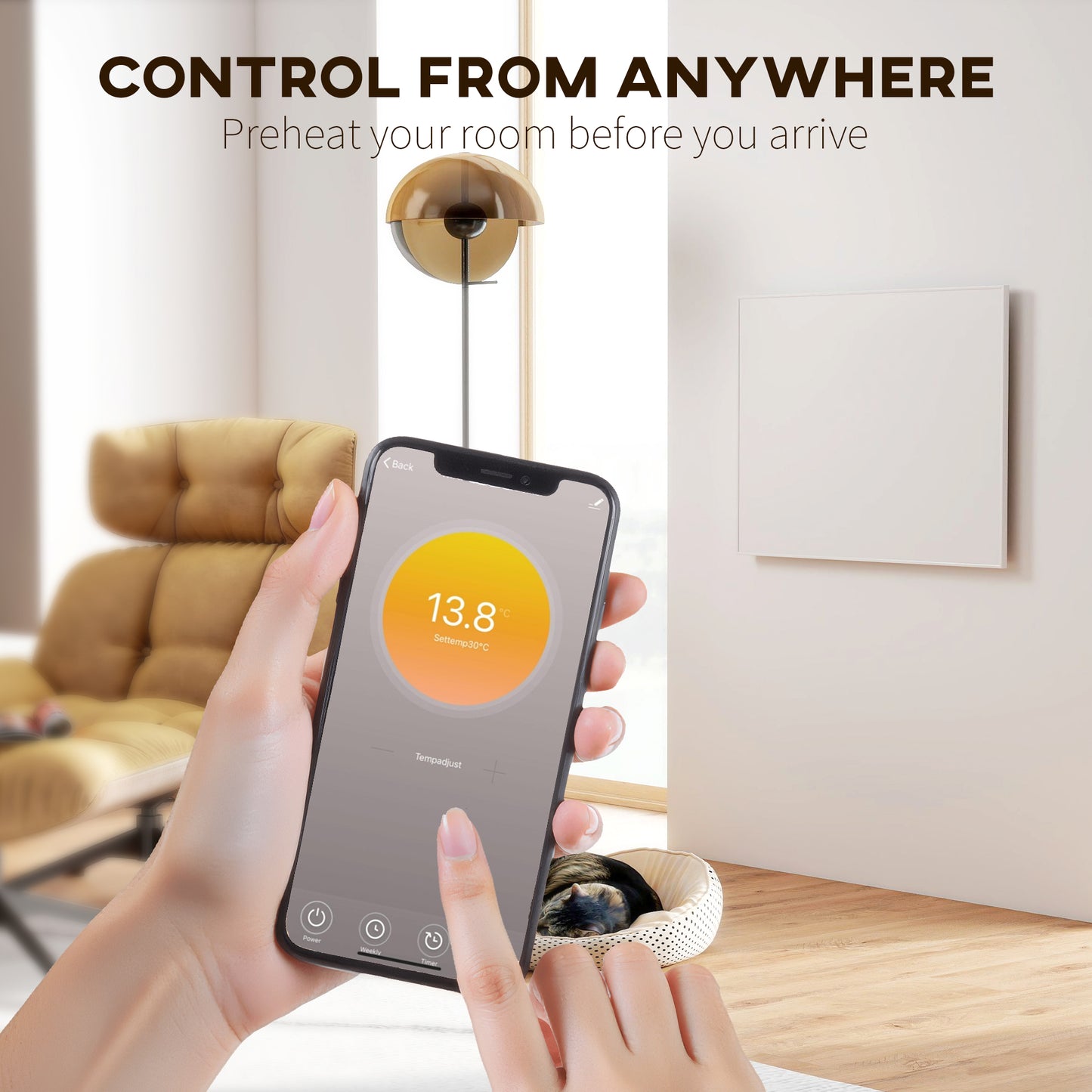 HOMCOM Wifi Smart Electric Heater, Far Infrared, Wall Mounted - 170W