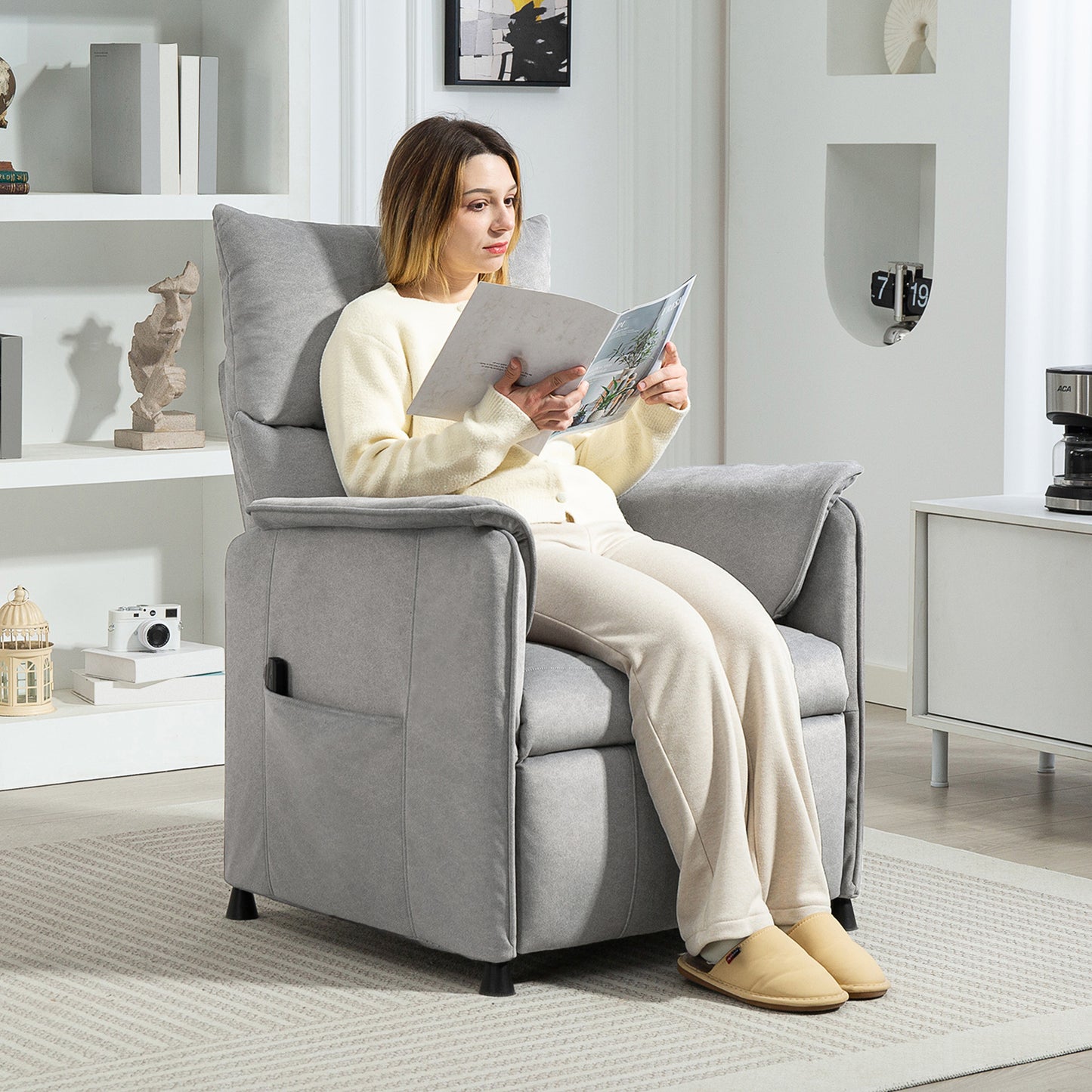 HOMCOM Power Lift Recliner Chair, Reclining Chair with Remote, Pocket Springs, Silent Motor and Side Pockets, Grey