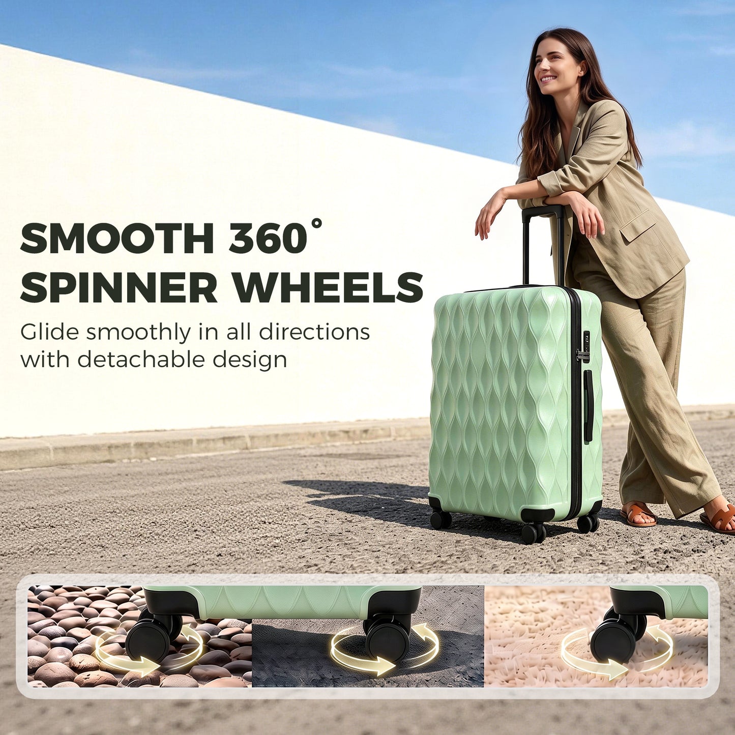 HOMCOM 28Inch Suitcase, ABS Hard Shell Checked Luggage with TSA Lock, Spinner Wheels, Telescopic Handle, Green