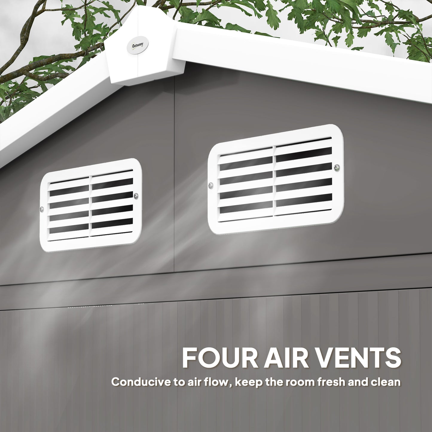 Outsunny Garden Shed, 7x4ft Galvanised Steel Frame, Double Doors with Lock, Vents & Gloves, Foundation Kit Included, Light Grey