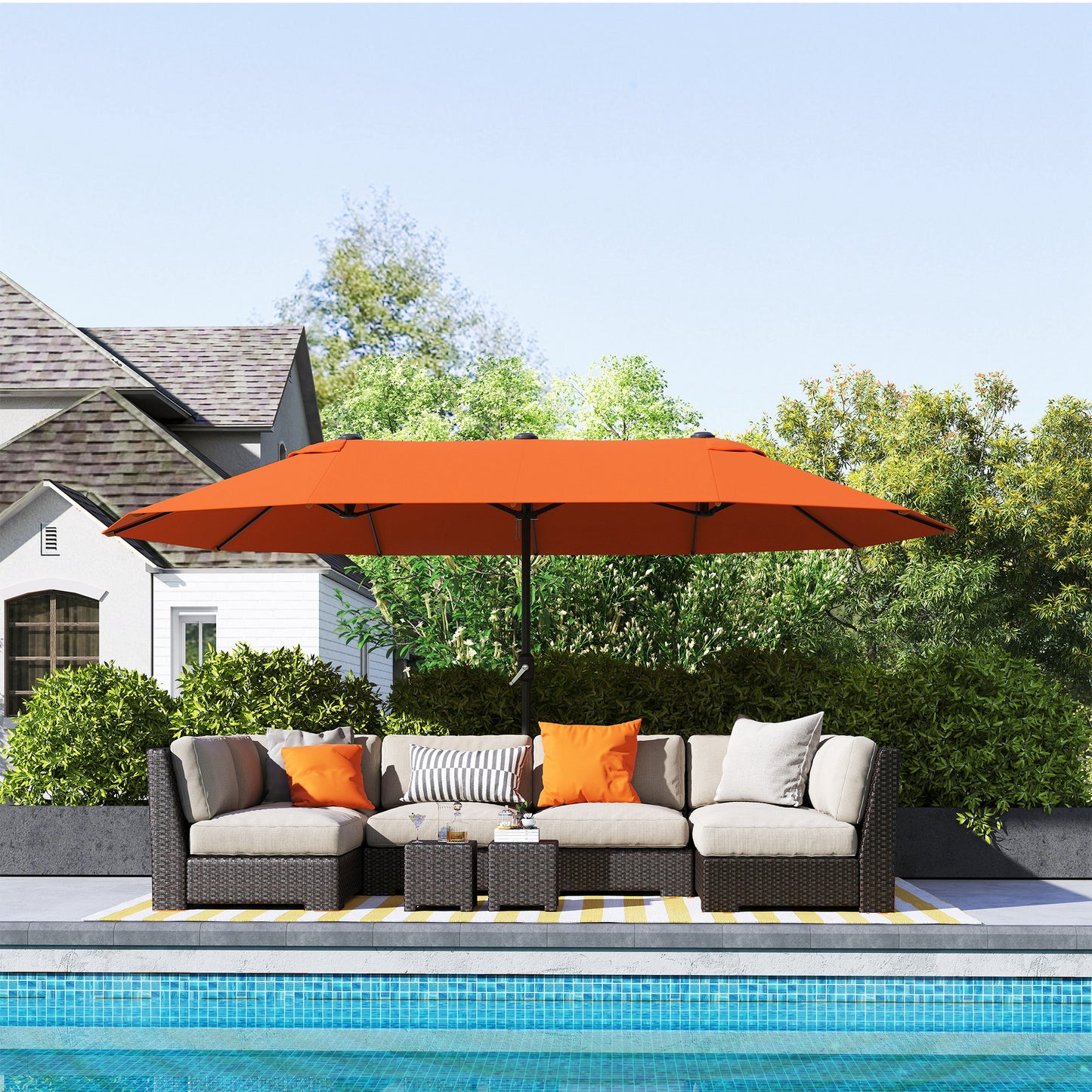 Outsunny 4.6m Double-Sided Garden Parasol - Orange