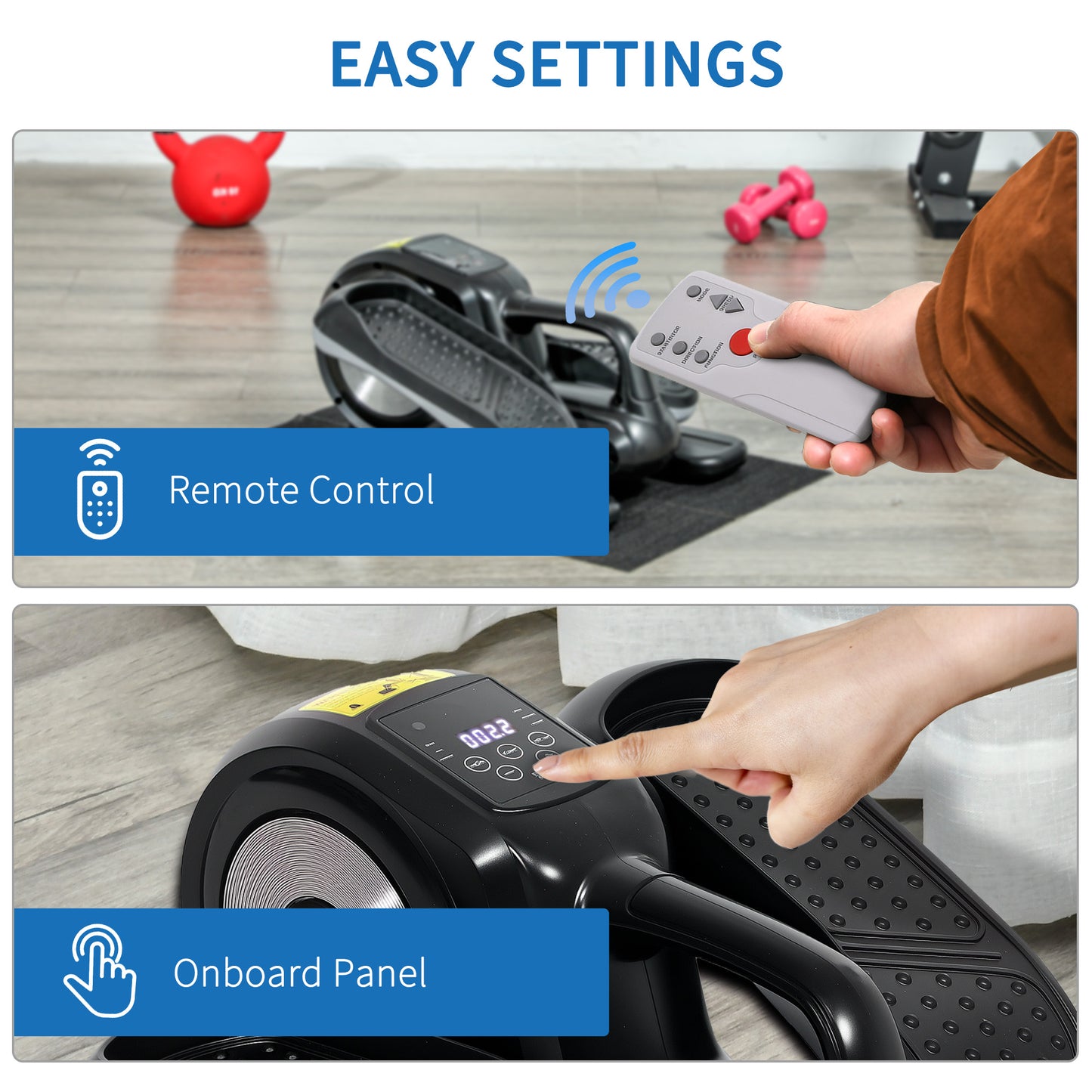 SPORTNOW Under Desk Elliptical, Pedal Exerciser with 12 Programs, LCD Monitor, Compact, Remote Control