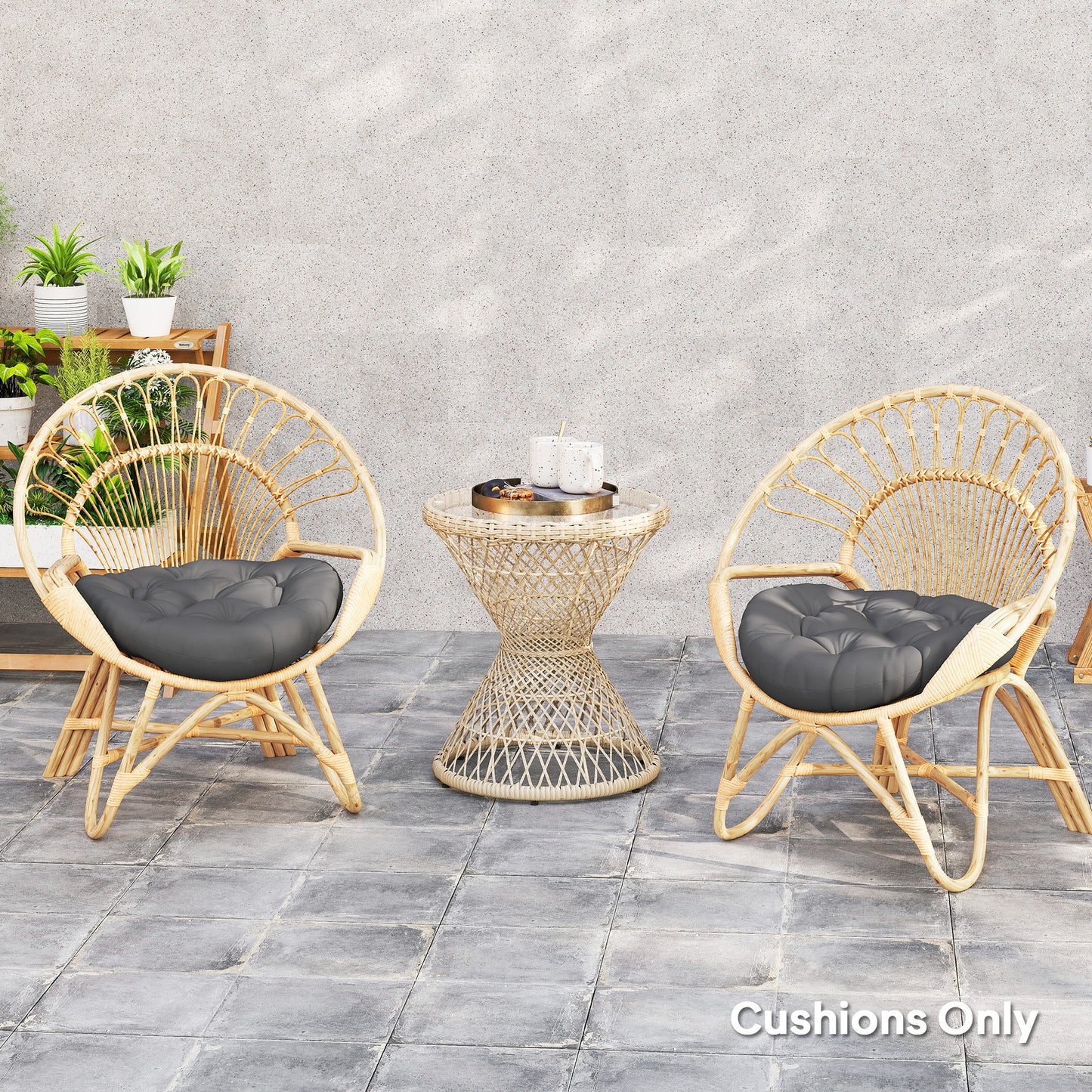 Outsunny Set of Two Ø60cm Outdoor Cushions - Dark Grey