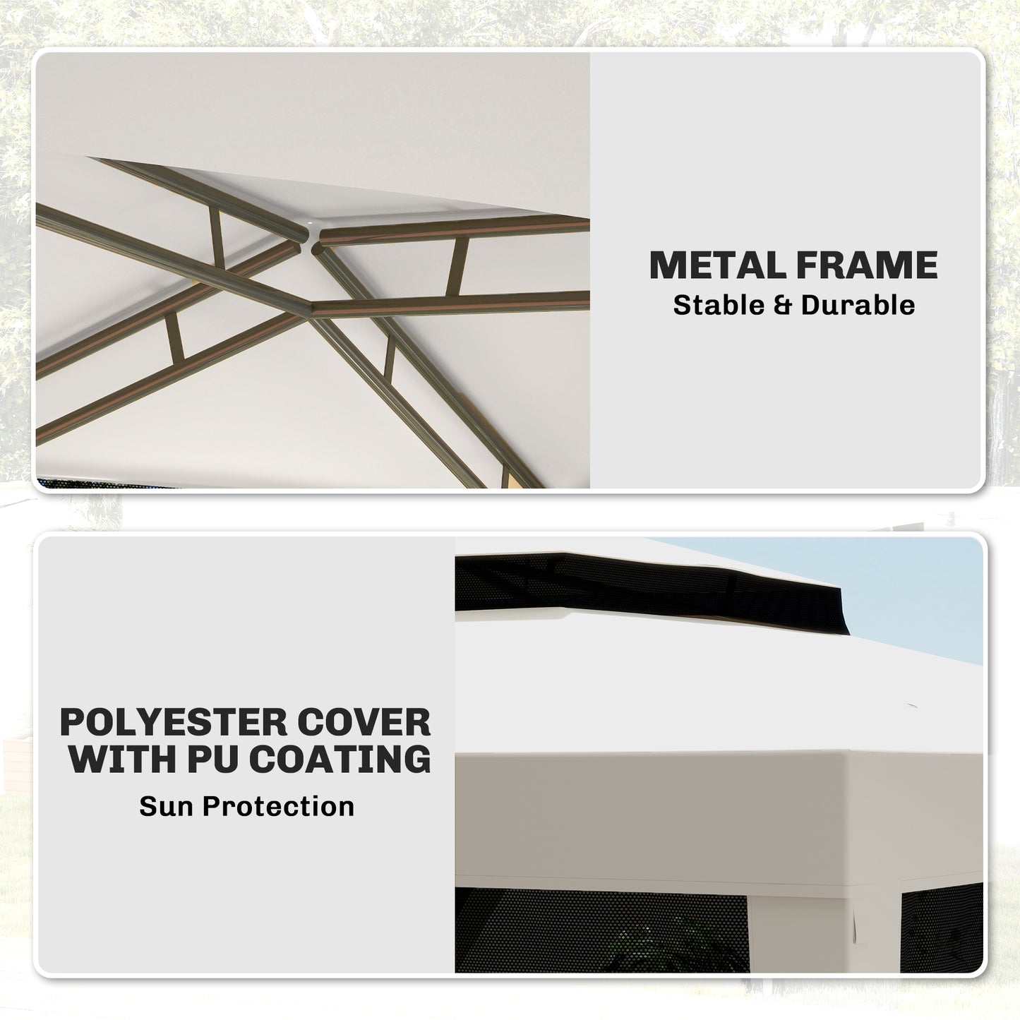 Outsunny 3 x 3 m Gazebo, Netting Party Tent, Patio Canopy Outdoor Event Shelter with Double Tier Roof, Cream White