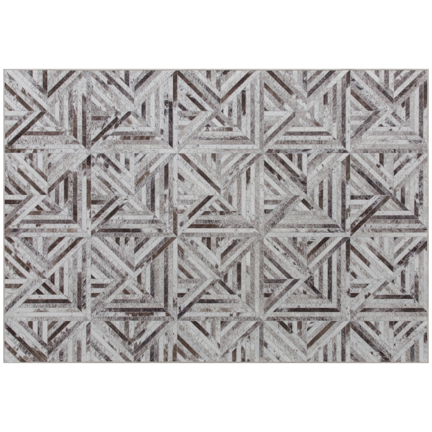 HOMCOM Modern Area Rug, Triangle Pattern Non-Slip Washable Chenille Carpet for Living Room, Bedroom, Dining Room, Office, 230x160 cm, Brown