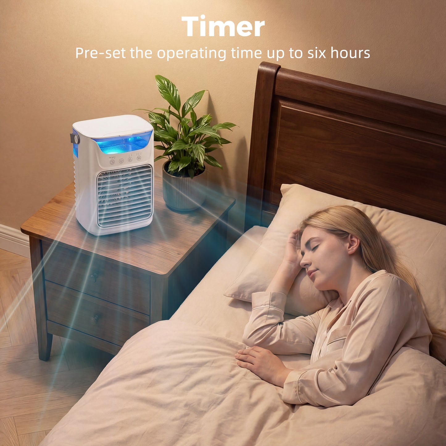 HOMCOM Air Cooler with Adjustable Head, Portable Air Conditioner with 3 Wind Speed, 2 Cool Mist, RGB Light, Grey