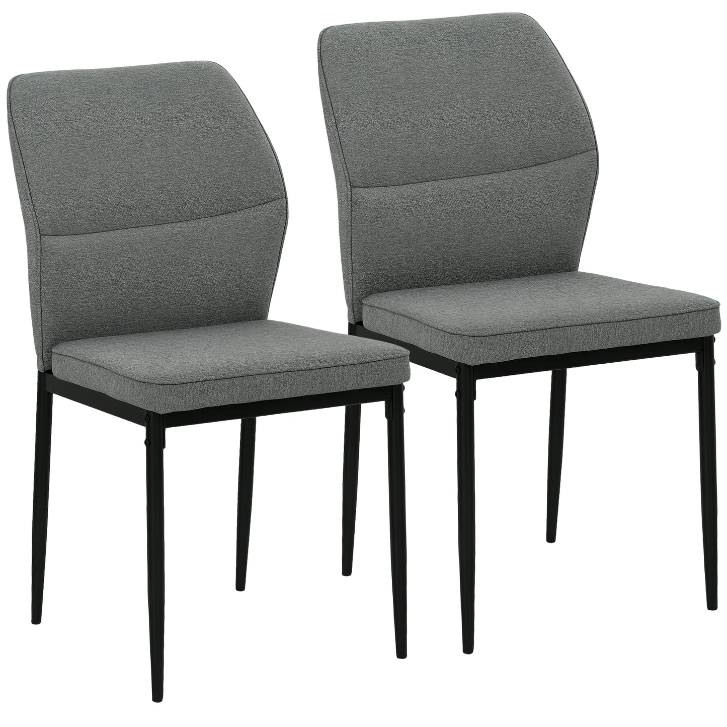 HOMCOM Velvet Dining Chairs Set of 2, Upholstered with Metal Legs, Curved Back, Padded Seat, Armless for Dining, Bedroom, Living Room, Grey