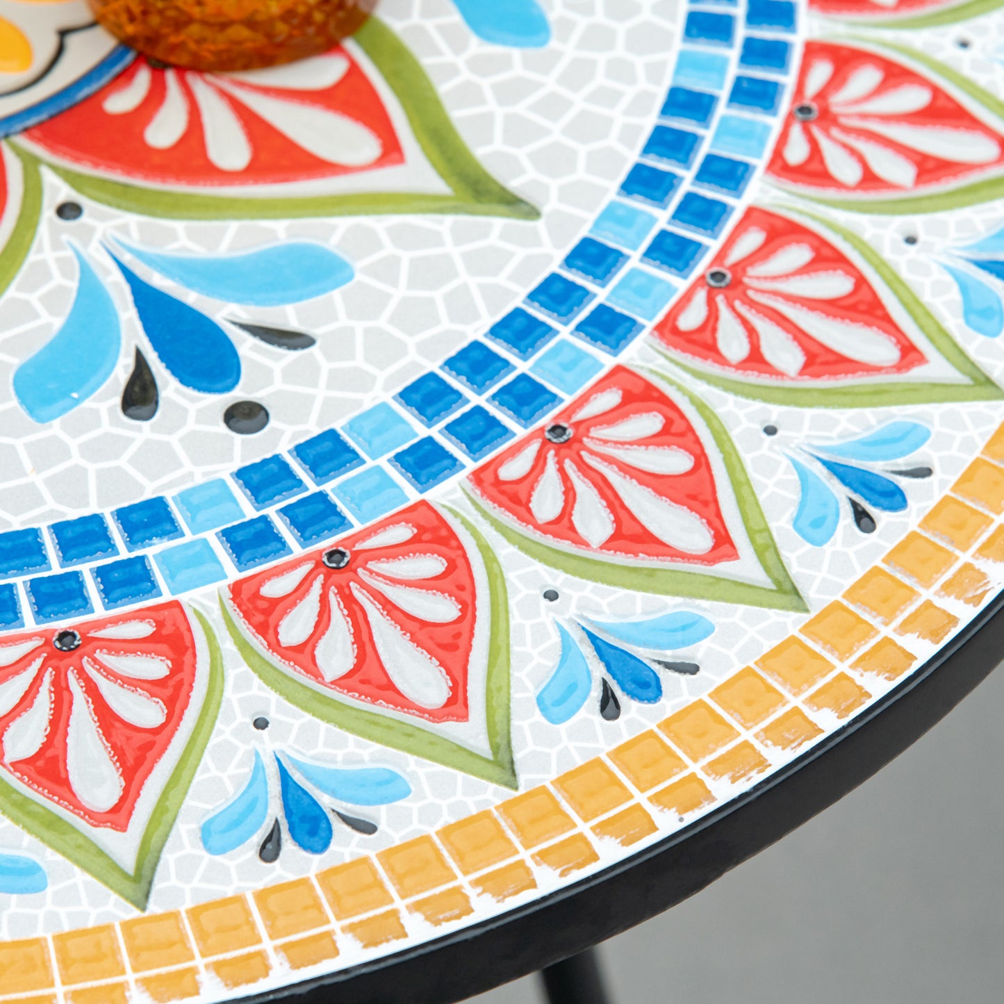 Outsunny Ø60cm Mosaic Outdoor Patio Table - Red